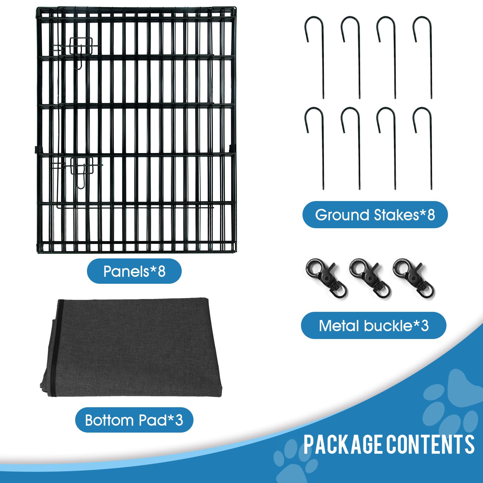 Dog Pen Pet Playpen Dog Fence Indoor Foldable Metal Wire Exercise Puppy Play Yard Pet Enclosure Indoor Outdoor 8 Panels 30 Inch