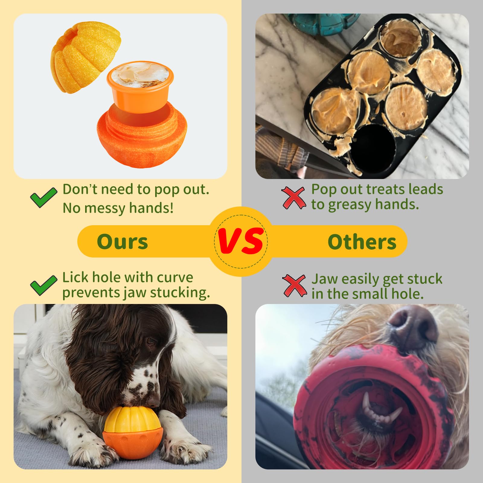 JoyBruko Interactive Dog Toys for Aggressive Chewers, /No Oil Needed/Smooth Screwing Frozen Treat Freezable Dog Puzzle Treat Dis
