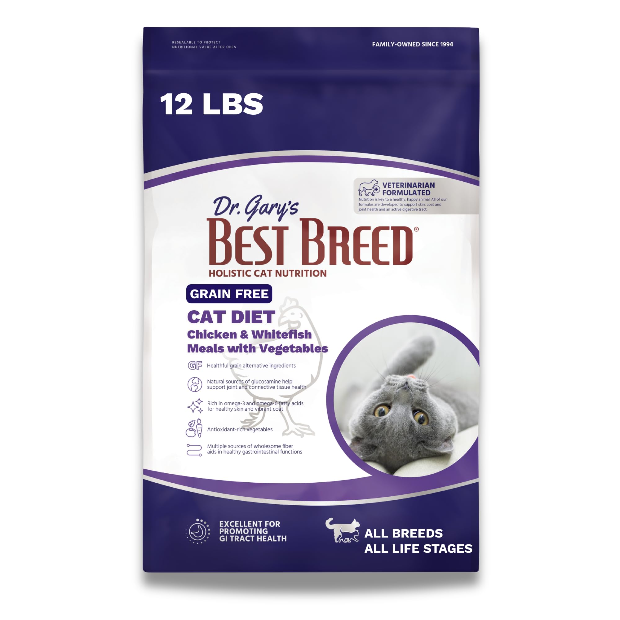 Best Breed Dr. Garys Grain Free Cat Diet Slow-Cooked in USA [Natural Dry Dog Food for All Ages] - 12lbs.