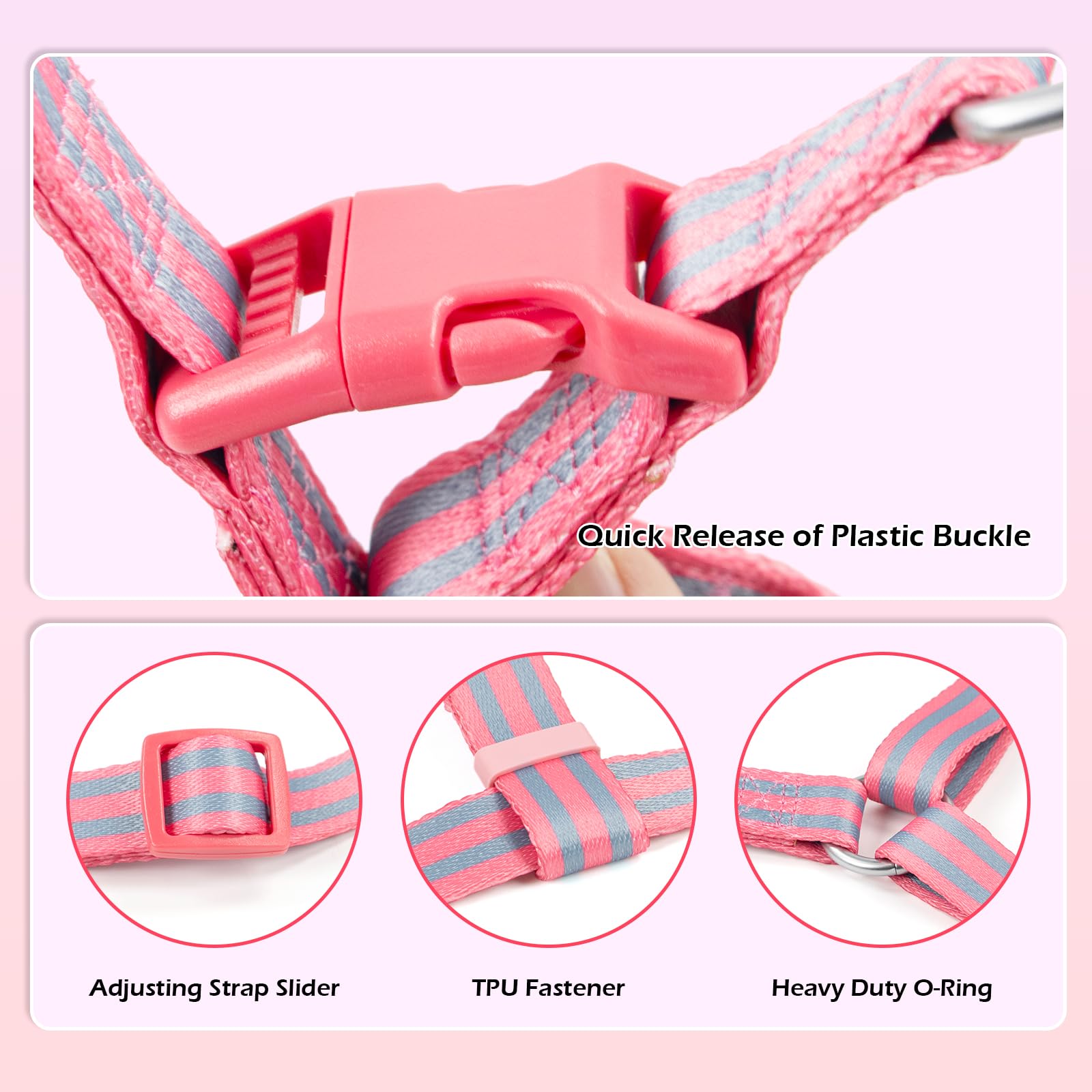 Tiffpaws Stripe Step In Dog Harness For Small Dogs, Freedom Nylon Dog Halter Vests, Lightweight And Escape Proof Dog Harnesses,