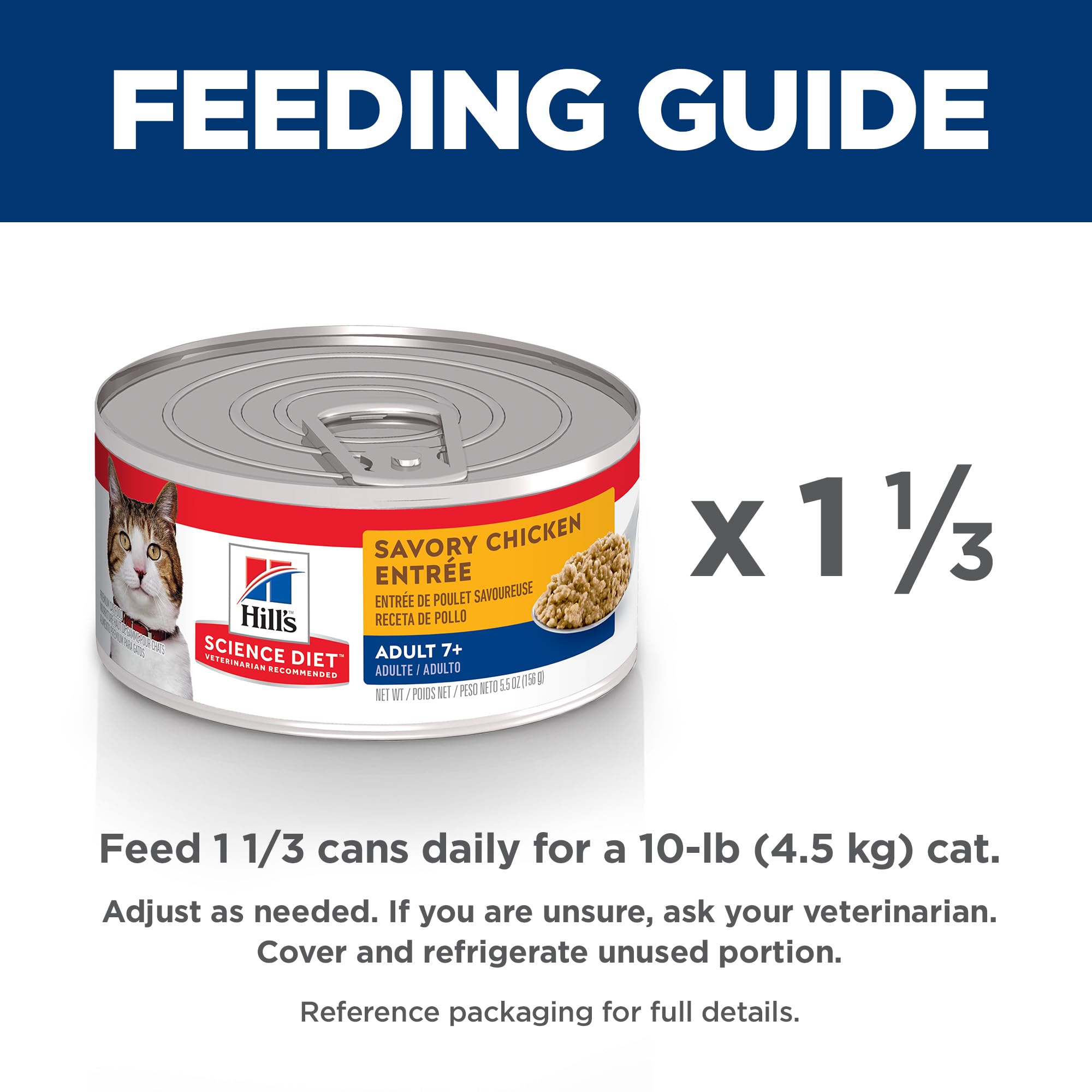 Hills Science Diet Adult 7+, Senior Adult 7+ Premium Nutrition, Wet Cat Food, Chicken Minced, 5.5 oz Can, Case of 24