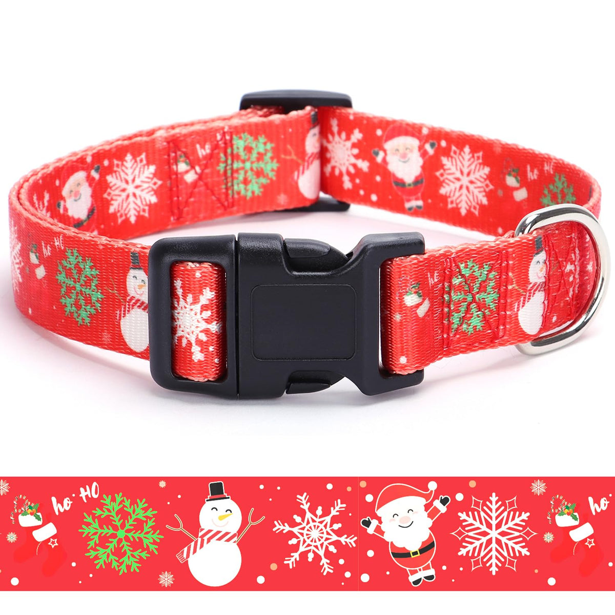 Christmas Dog Collar With Buckle Adjustable Safety Nylon Collars For Small Medium Large Dogs, Cute Stylish Girl Boy Christmas Dog Collar (Christmas Red,S)