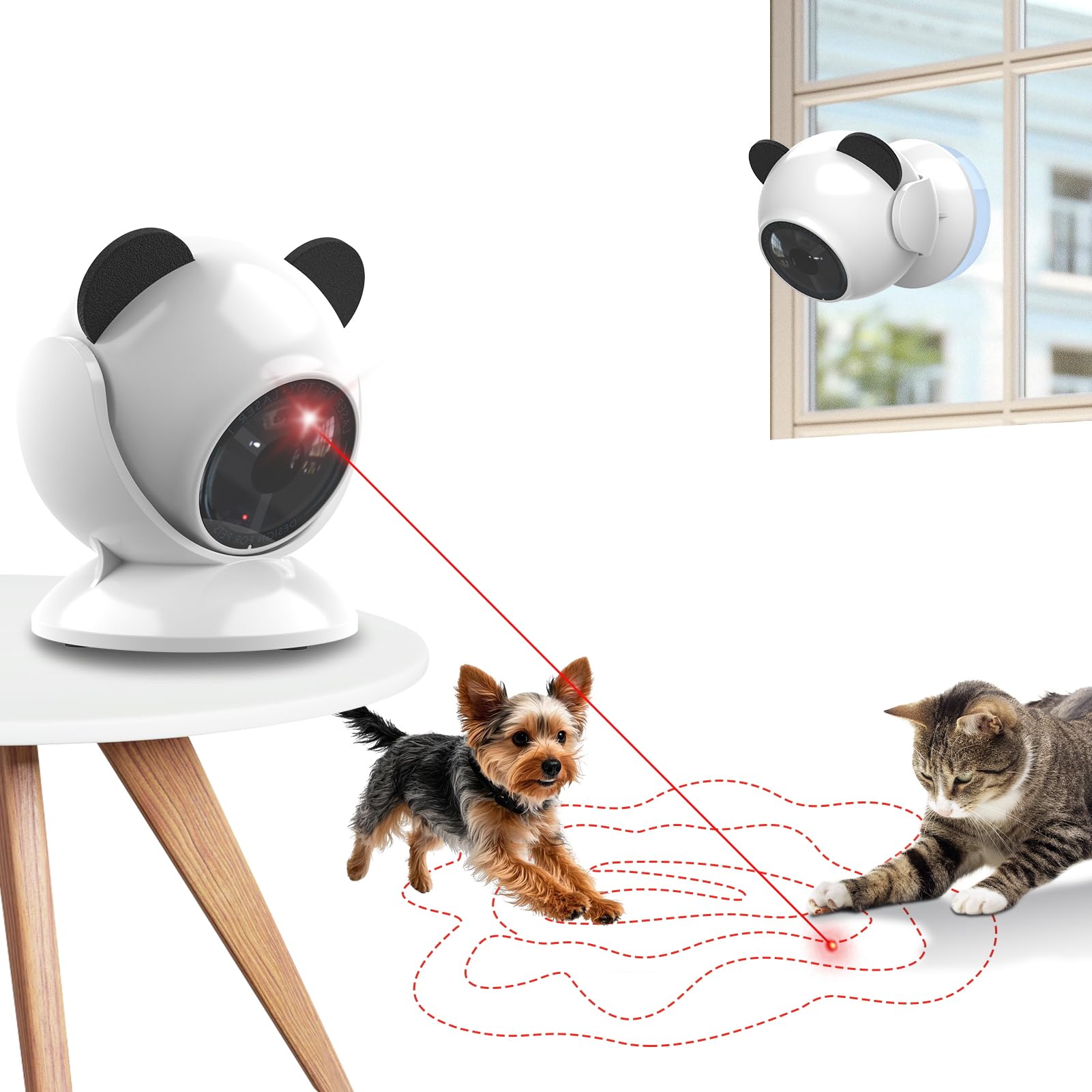 Saolife Laser Cat Toys for Indoor Cats, Truly Random Trjajectory, Suction Cup Design, Run Quiet, Interactive Cat Toy Automatic