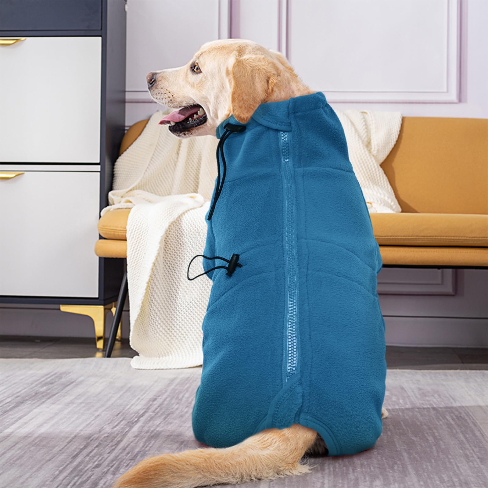 Rozkitch Dog Winter Coat Soft Fleece Pullover Pajamas, Pet Windproof Warm Cold Weather Jacket Vest Cozy Onesie Jumpsuit Apparel