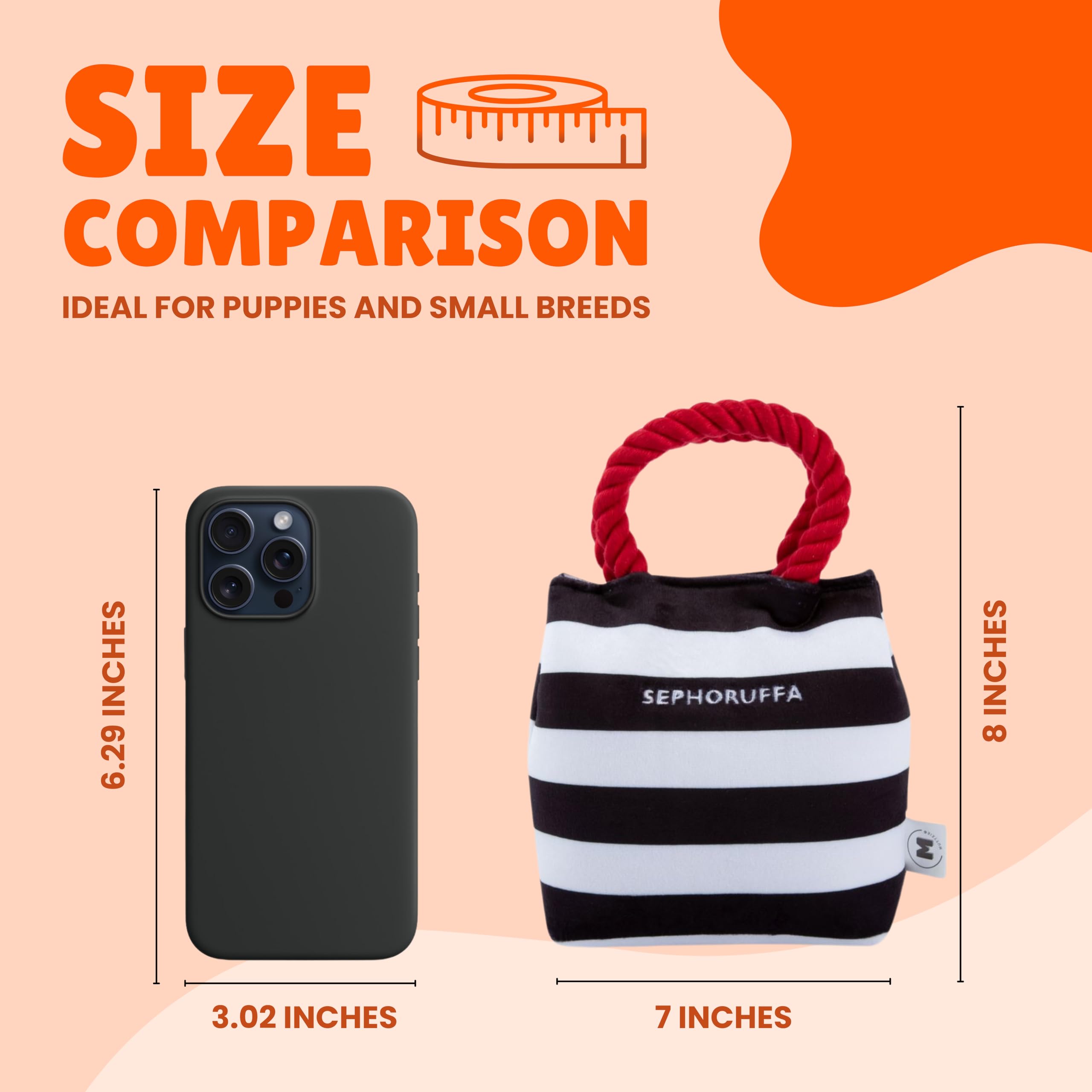 Muttzie Sephoruffa Bag - Adorable Plush Parody Dog Toy With Dual Squeaker For Engaging And Safe Playtime For Dogs