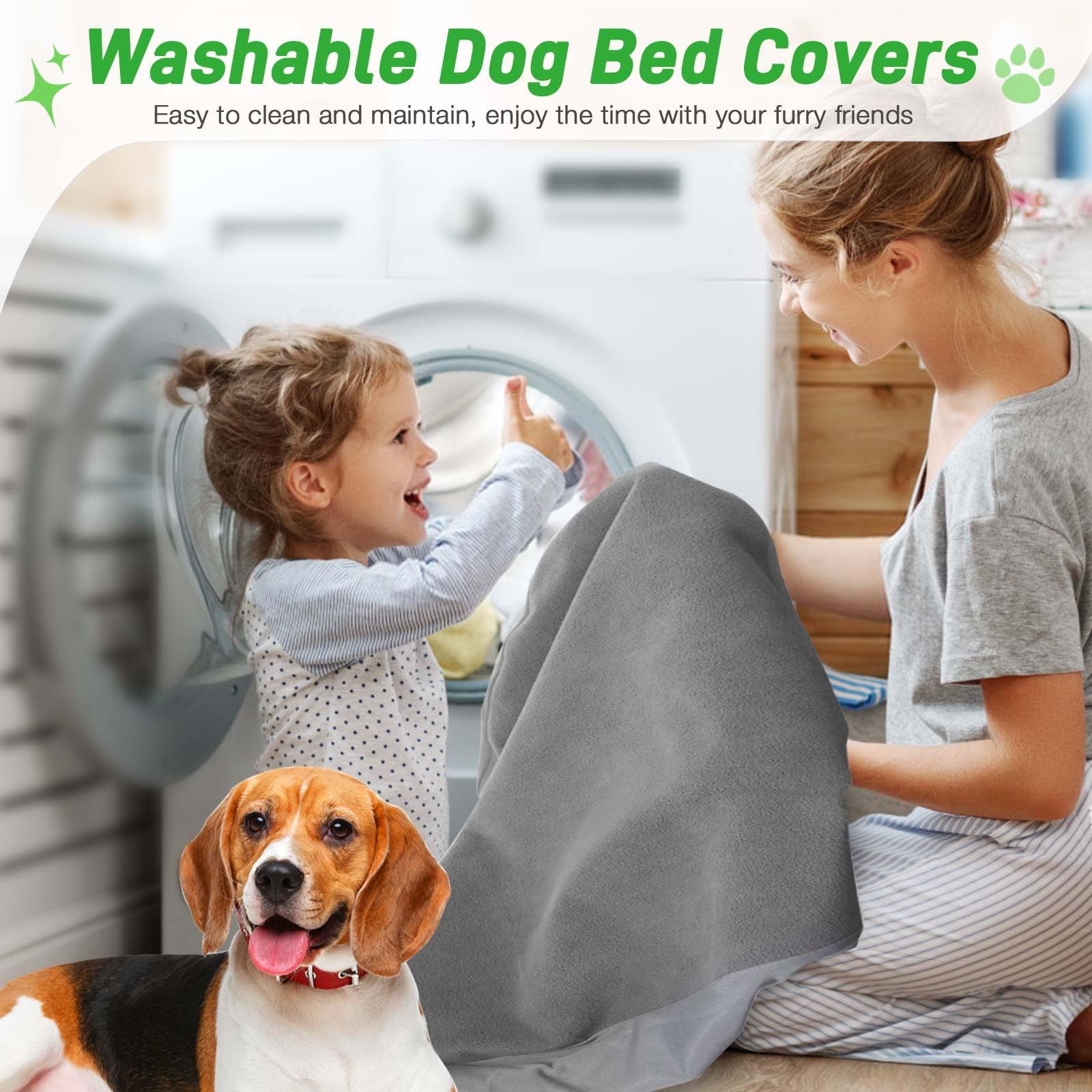 Dog Bed Covers Replacement Waterproof for Dog Bedding Washable Grey 2 Pack 35'' x 44'' XL