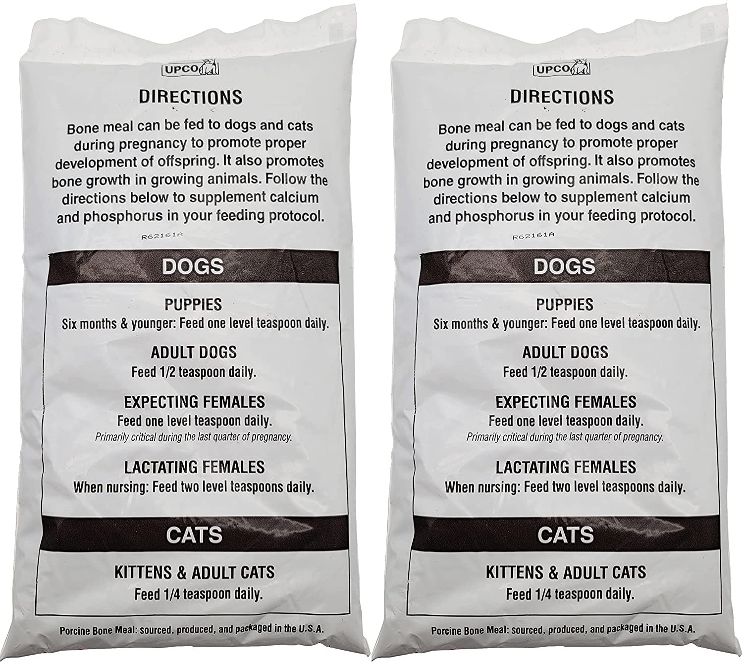 Bone Meal Steamed Powder for Dogs and Cats 2 Pack Total 2 Pounds from Upco Bone Meal Made in USA