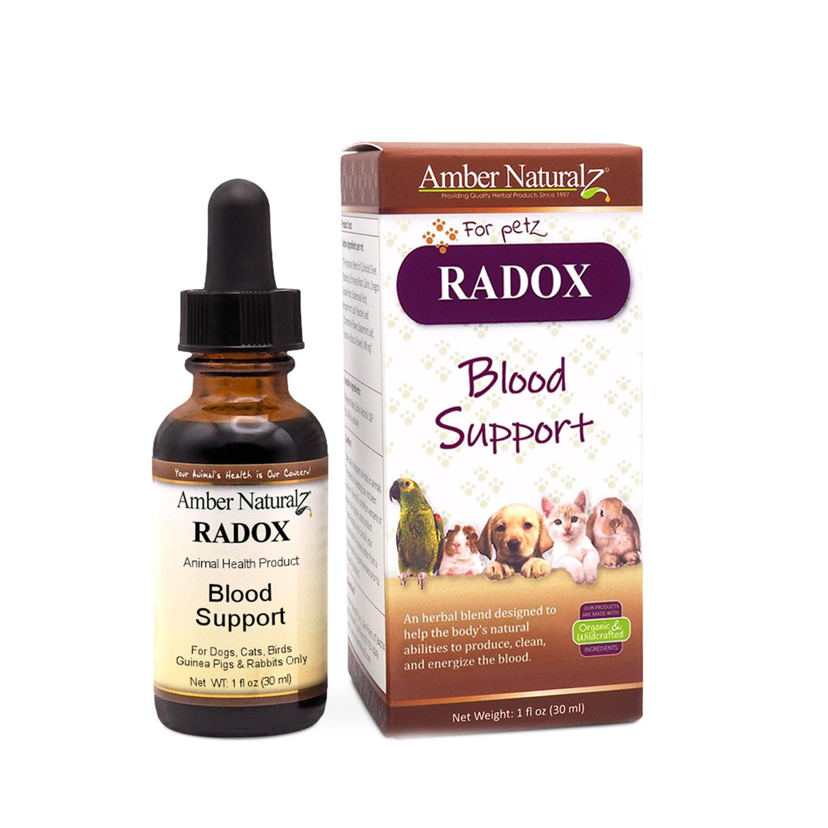 AMBER NATURALZ Radox Blood Support Herbal Blend for Dogs, Cats, Birds, Guinea Pigs, and Rabbits | Herbal Pet Supplement for Circ