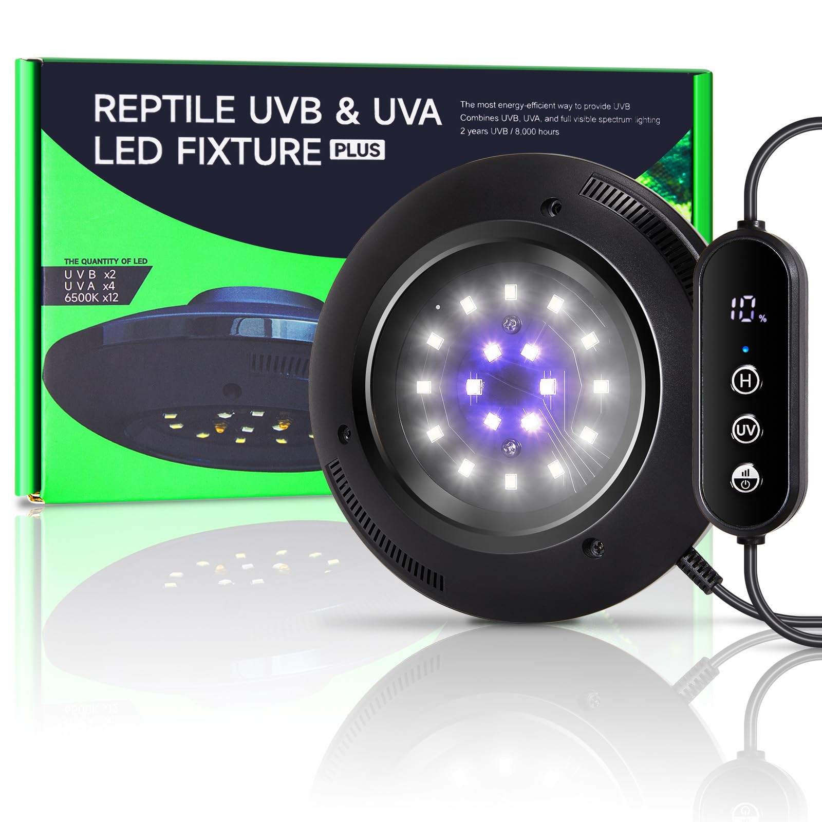 Led Uvb Light For Reptiles, 8W Uva Uvb Lamp - Timer Switch, Adjustable Brightness, Ferguson Zones 1-4, Energy-Efficient, Uvi Lam