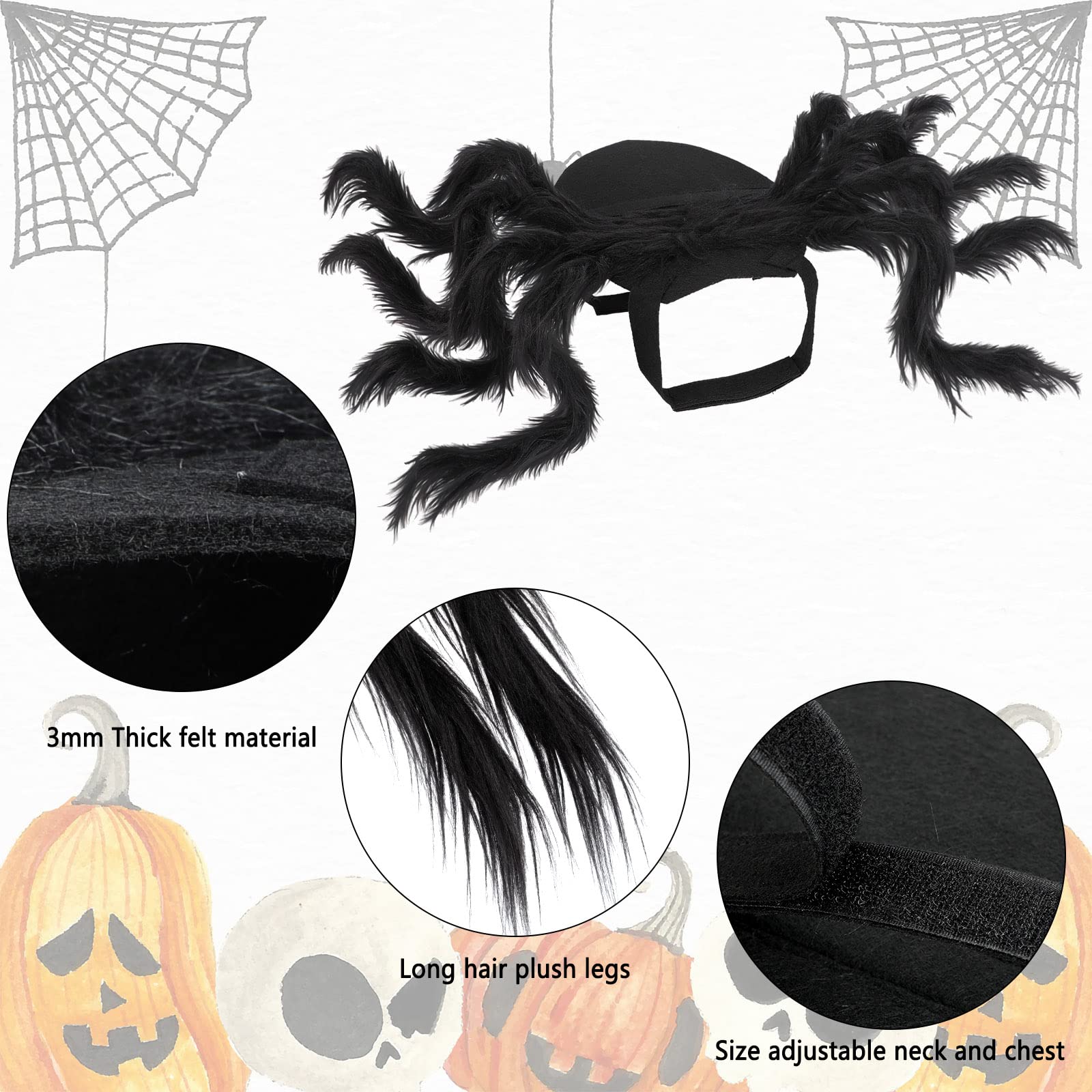 Rypet Pet Spider Costume - Halloween Spider Costume For Cats And Small To Medium Dogs Halloween Party Dress Up Festival Decorati