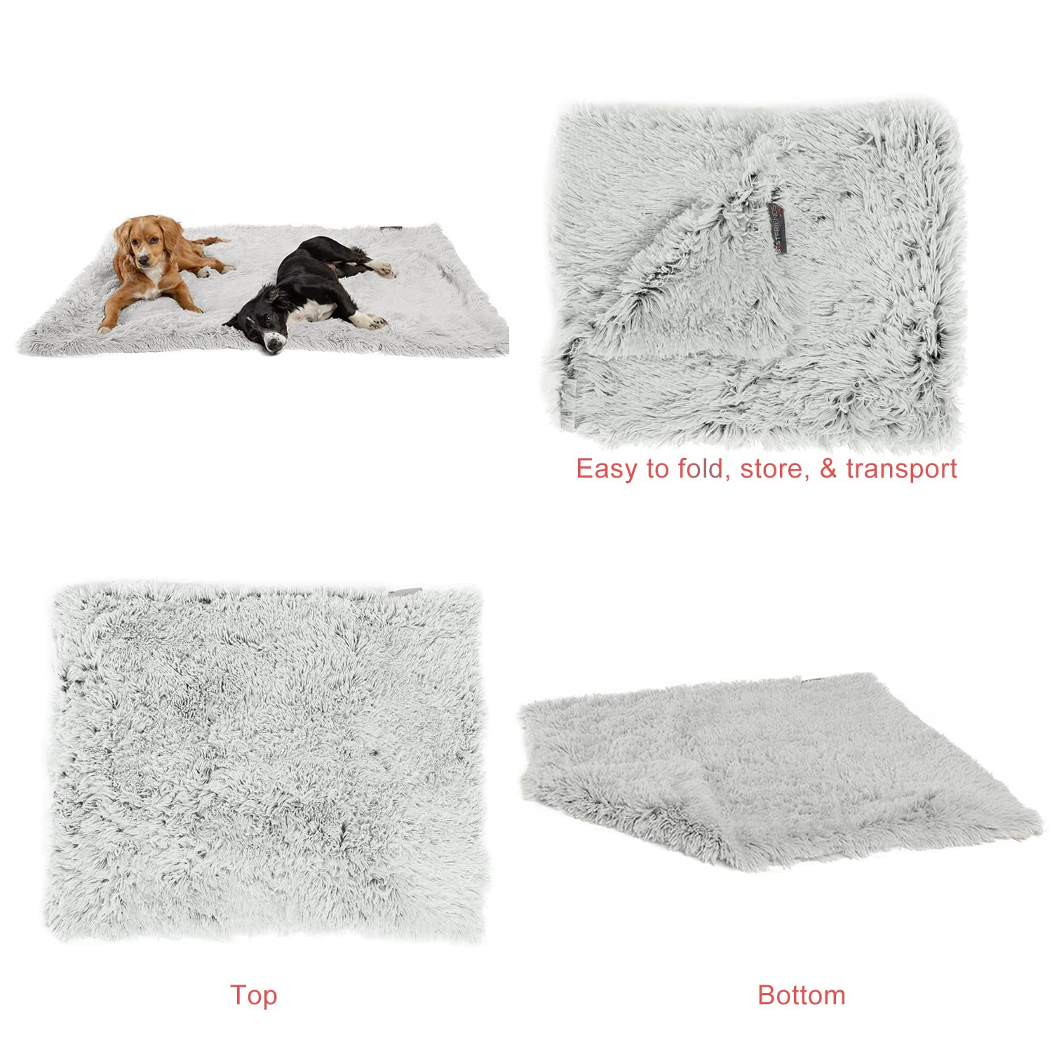 Best Friends by Sheri Calming Shag Dog Blanket, Ultra Soft Faux Fur, Lightweight Pet Throw, Anxiety-Relief, Frost Gray, 40 x 50