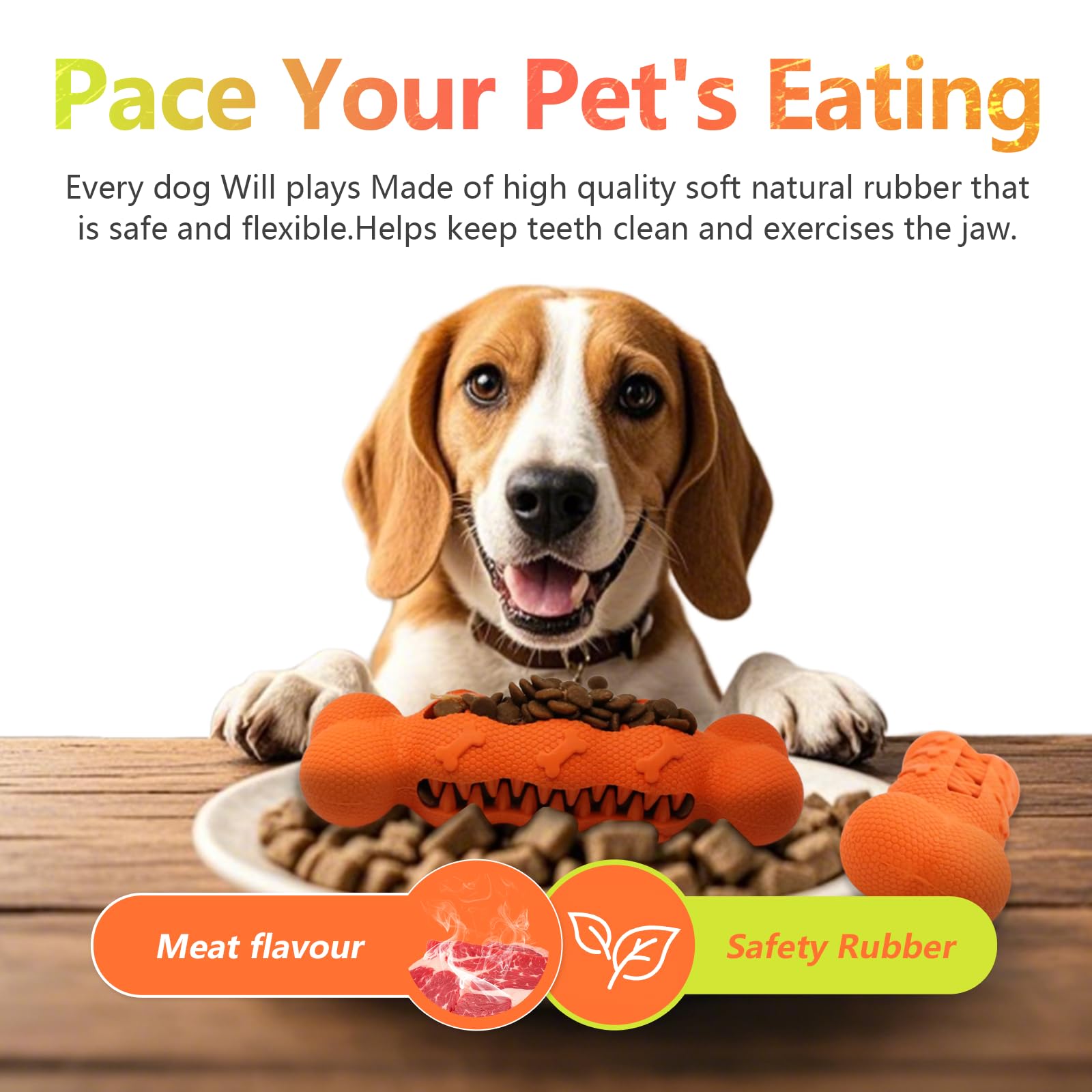 LaRoo Treat Dispensing Dog Toy - Chew Toy for Dogs, Durable, Cleans Teeth, Natural Rubber Slow Feeder Puzzle for Weight Manageme