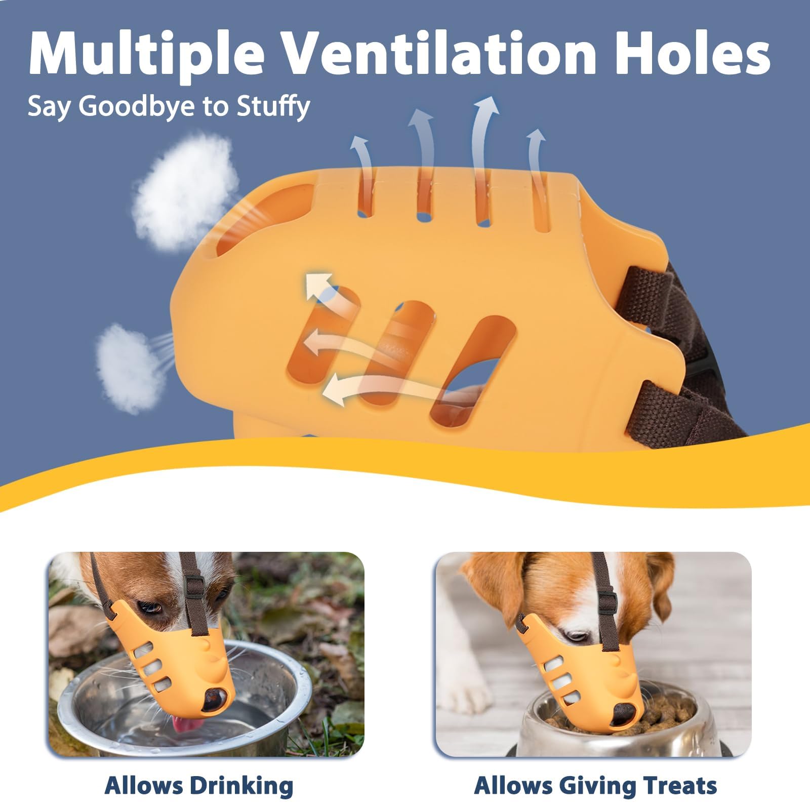 Luckypaw Dog Muzzle Soft Muzzle For Small Medium Dog Poodle Dachshund Silicone Cage Mouth Cover For Biting Chewing Funny Rhino M