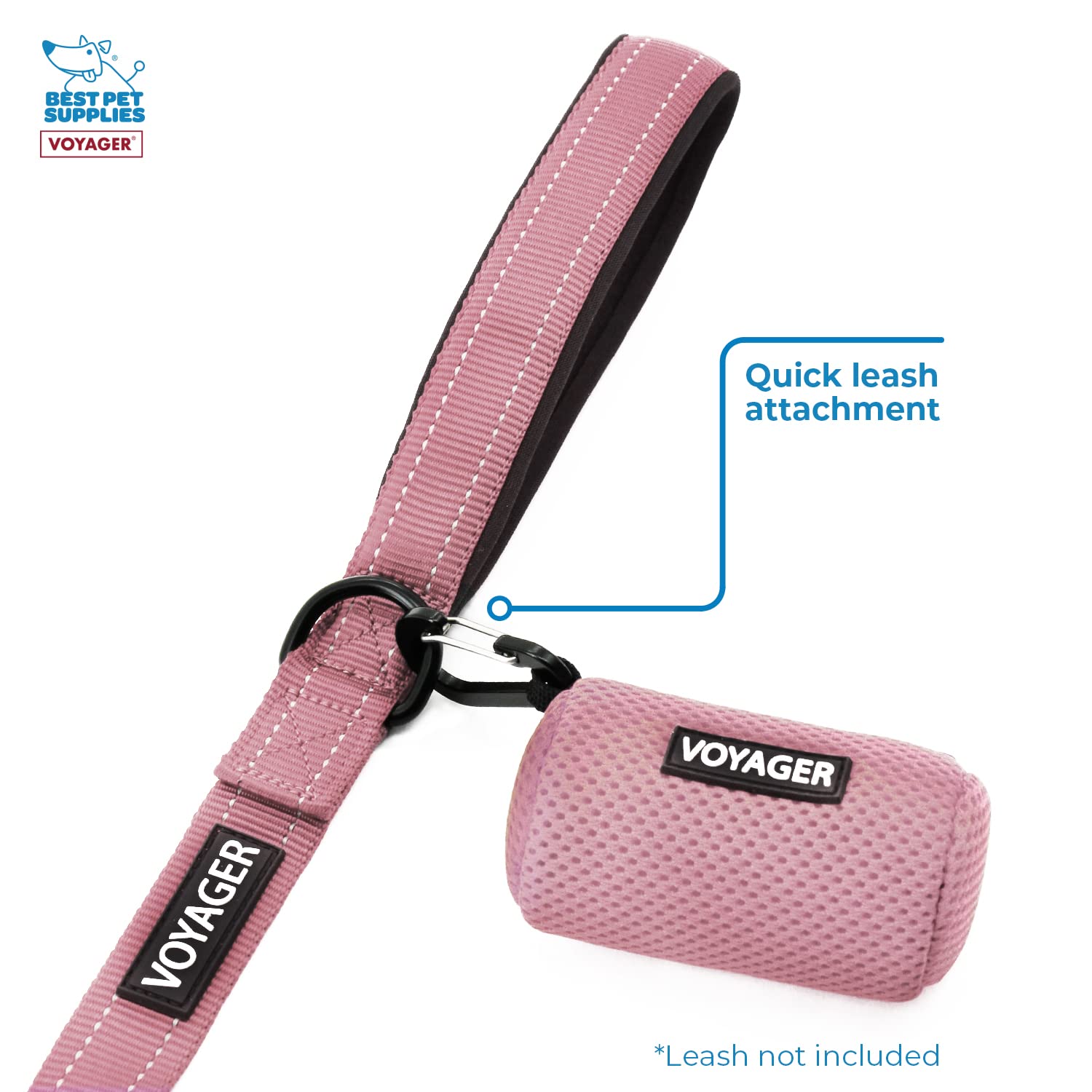 Best Pet Supplies Dog Poop Bag Holder Leash Attachment, Color, Reusable Mesh Dispenser Pouch For Travel, Walking, Park, And Outd