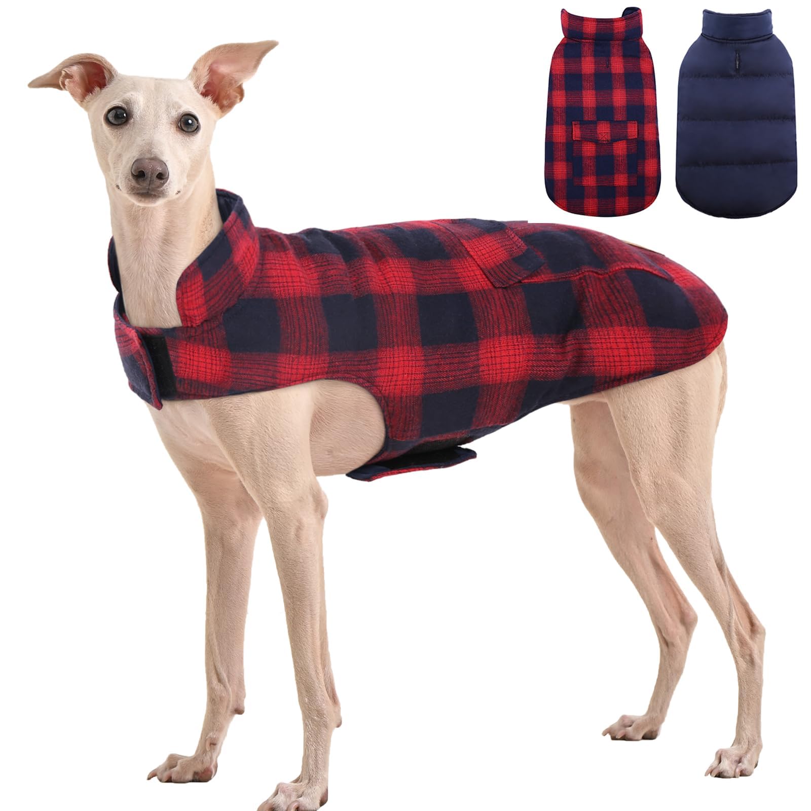 Kuoser Reversible Winter Coat, British Style Jacket For Small Medium And Large Dogs - Warm, Windproof Puppy Cold Weather Vest - 