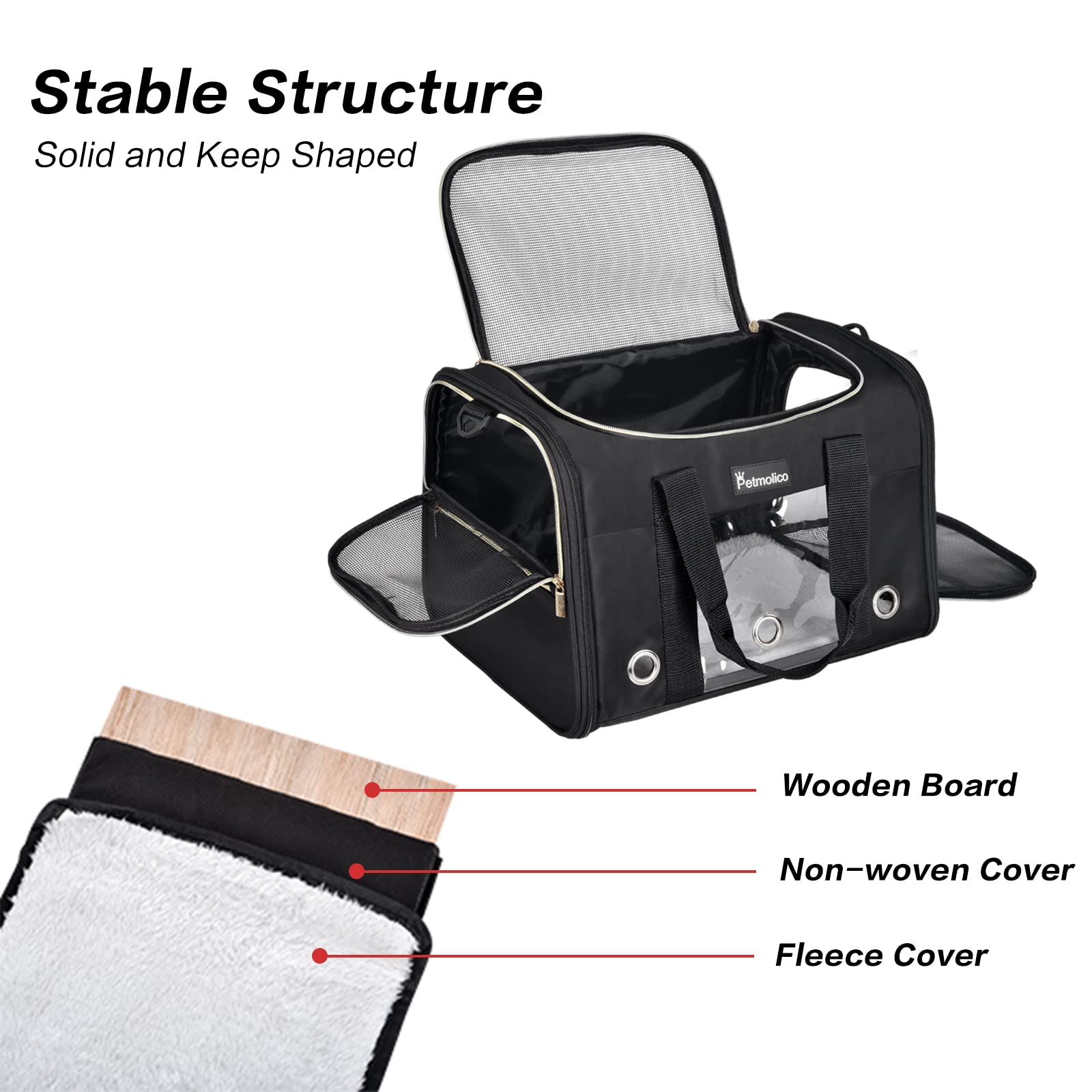 Petmolico Cat Carrier Dog Carrier, Airline Approved Soft Pet Travel Carrier With 3 Open Doors Mesh Windows For Cats Puppy 16 Lbs