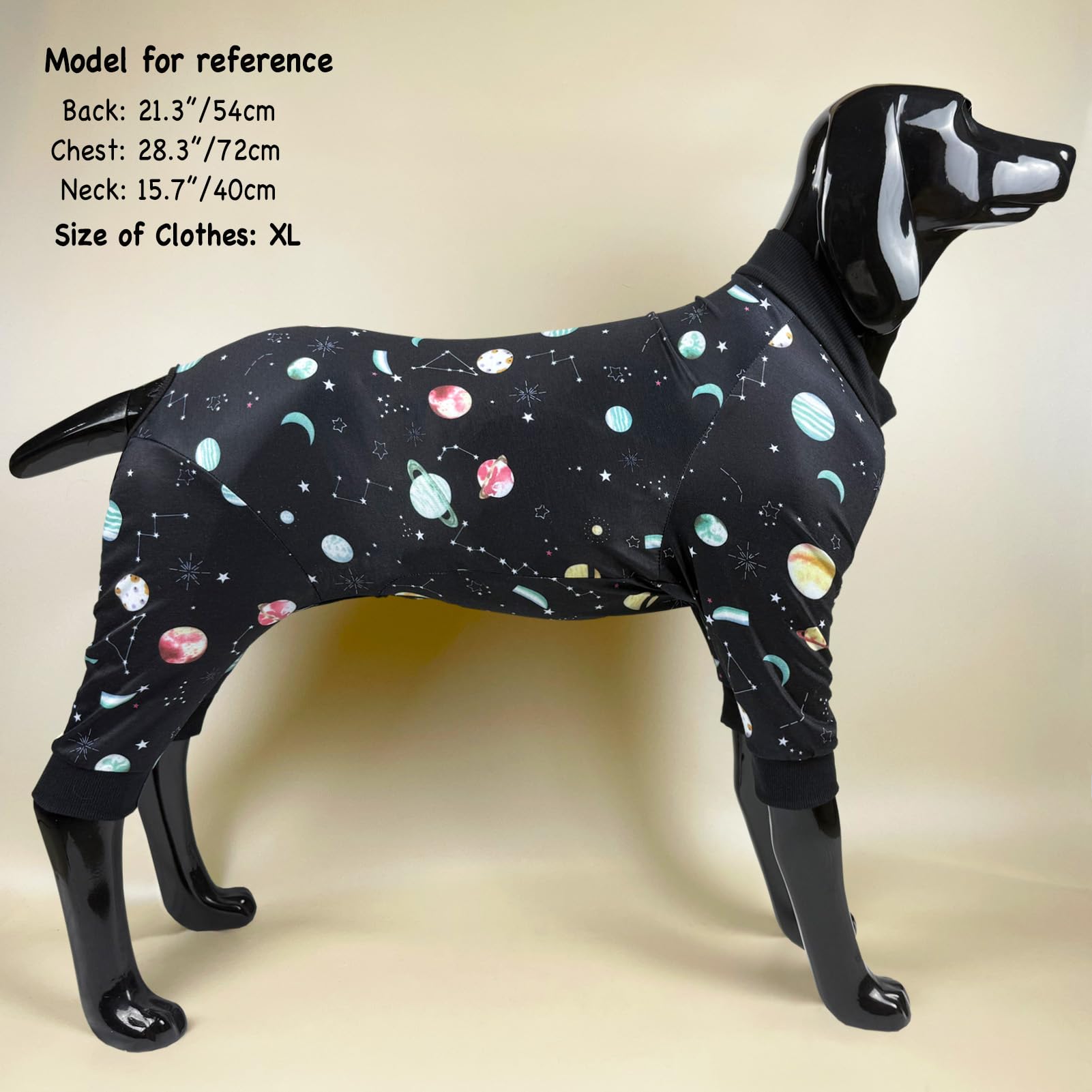 D.E.E Dog Pajamas Large Cotton Dog Clothes Warm And Comfortable Lightweight Jumpsuits Prevent Licking Wound (Galaxyblack, Xl)