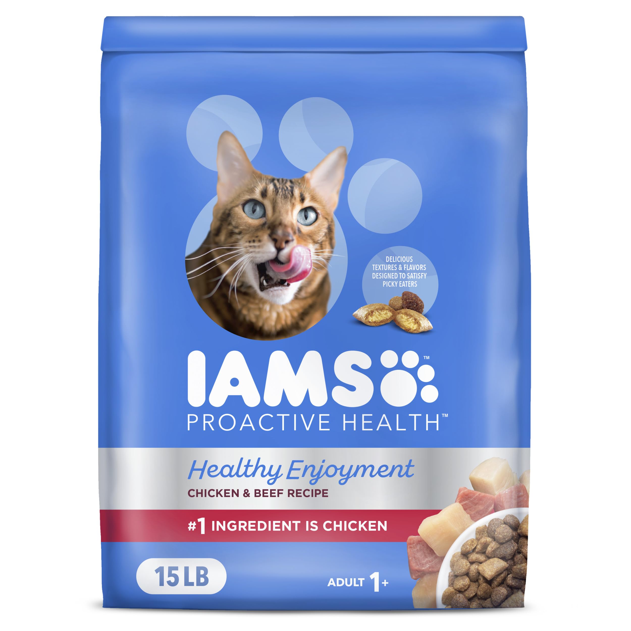 IAMS Healthy Enjoyment Dry Cat Food Chicken & Beef Recipe, 15 lb. Bag