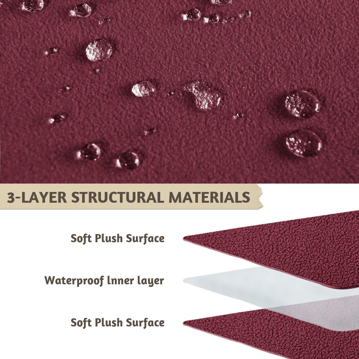 Softown Dog Bed Covers Replacement Washable Dog Bed Waterproof Cover Soft Cover For Dog Cat, Cover Only (Burgundy, 48X30X6 Inche