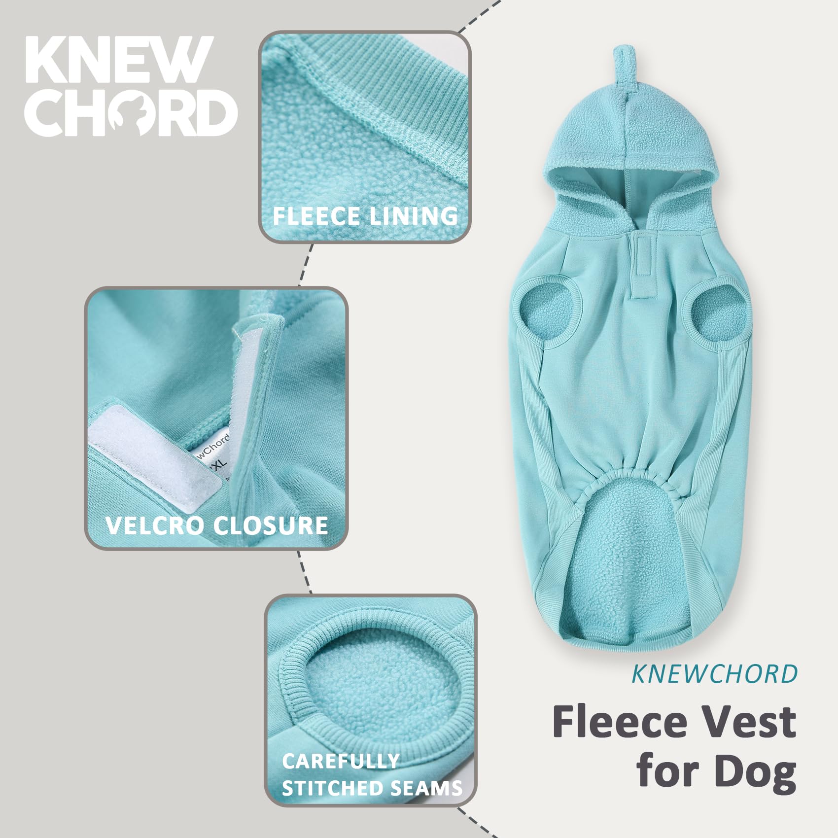 Dog Winter Hoodie Coat, Plush Vest Hoodie Dog Jacket, Dog Winter Autumn Warm Clothes(Pale Blue-Medium)