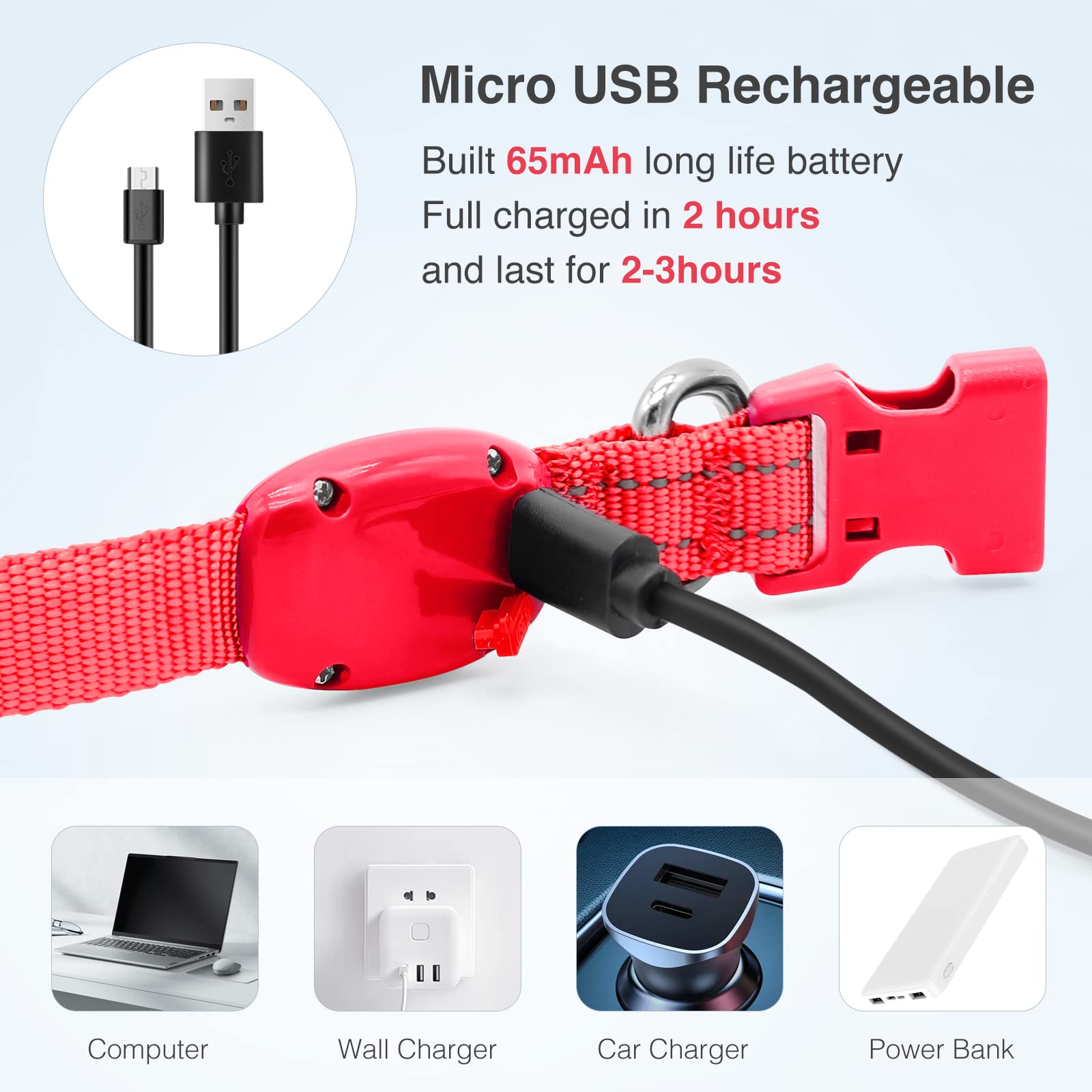 Yfbrite Light Up Dog Collars For Night Walking, Rechargeable Led Cat Collar, Comfortable Adjustable Lighted Dog Collar Rechargab