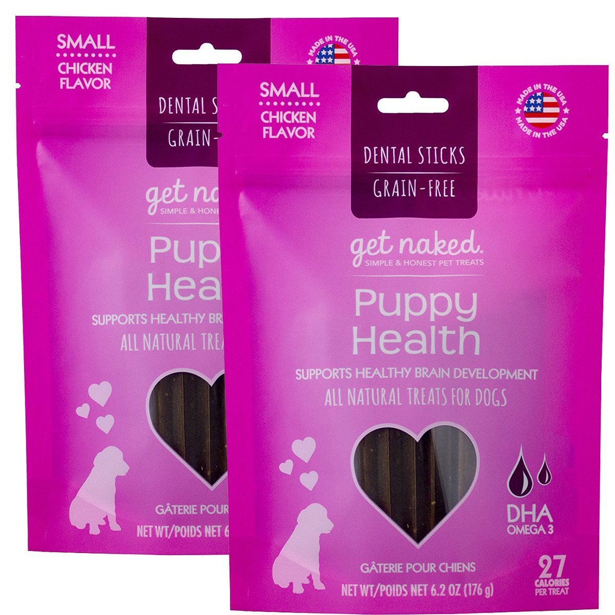 Get Naked Grain Free 12.4 oz Puppy Health Dental Chew Sticks, Small