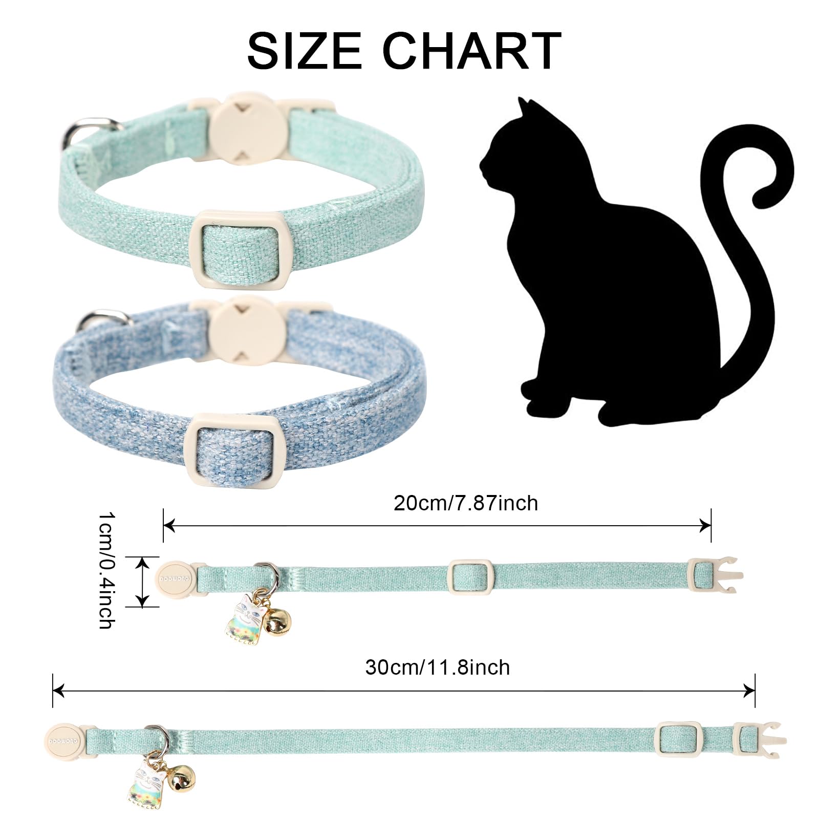 Cat Collar,2 Pack Green Cat Collars Breakaway With Bell