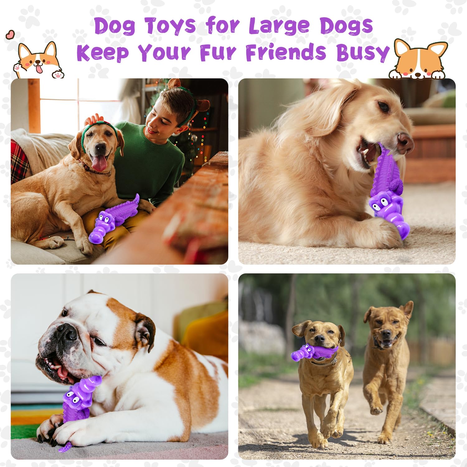 Fuufome Dog Chew Toys for Aggressive Chewers, Indestructible Tough Interactive Dog Toys for Small Medium Large Breed-Puppy Teeth