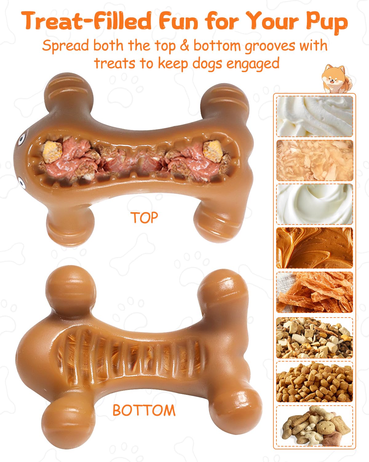 Krauzpet Dog Toys For Aggressive Chewers Large Medium Breed, Interactive Treat Dispensing Chew Toy, Indestructible Tough Nylon T