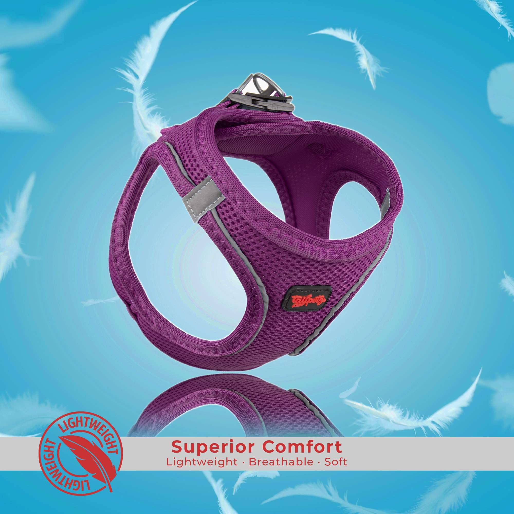 Tailpetz Purple Dog Harness Small Sized Dogs, Adjustable Step in No Pull Harness for Small Dogs, Reflective Puppy Harness for Pu