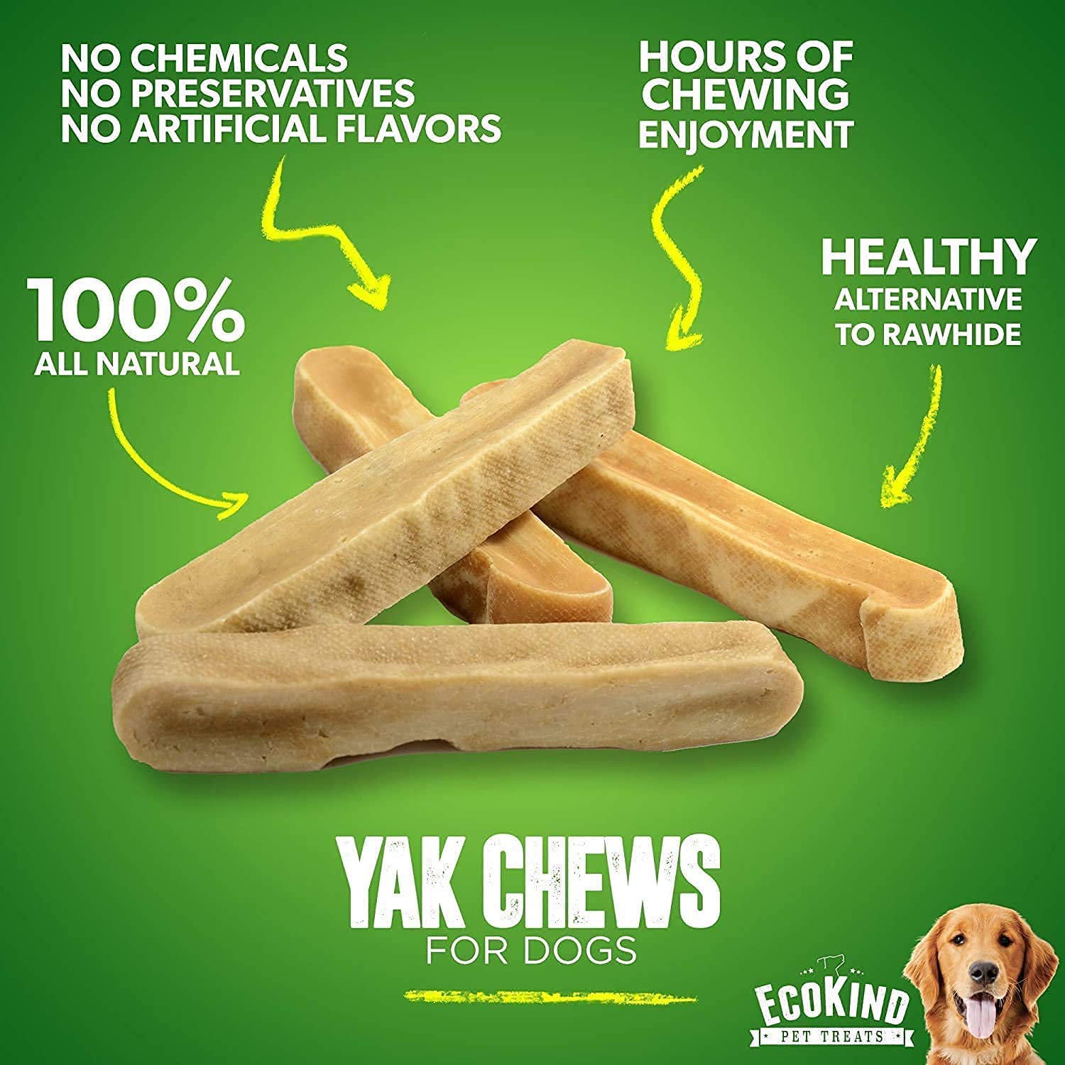 EcoKind Premium Gold Monster Yak Cheese Himalayan Dog Chew, Dog Treats Large Breed, All Natural, High Protein, for Aggressive Ch