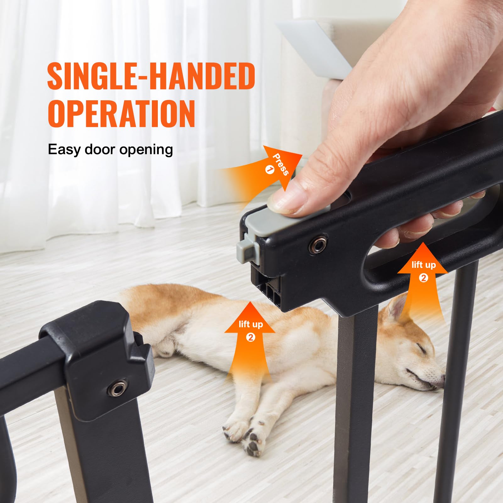 VEVOR Extra Wide Safety Gate for Stairs, 29.5-51" Wide, 30" High, Black, Pressure Mounted Dog Gate, Model B50