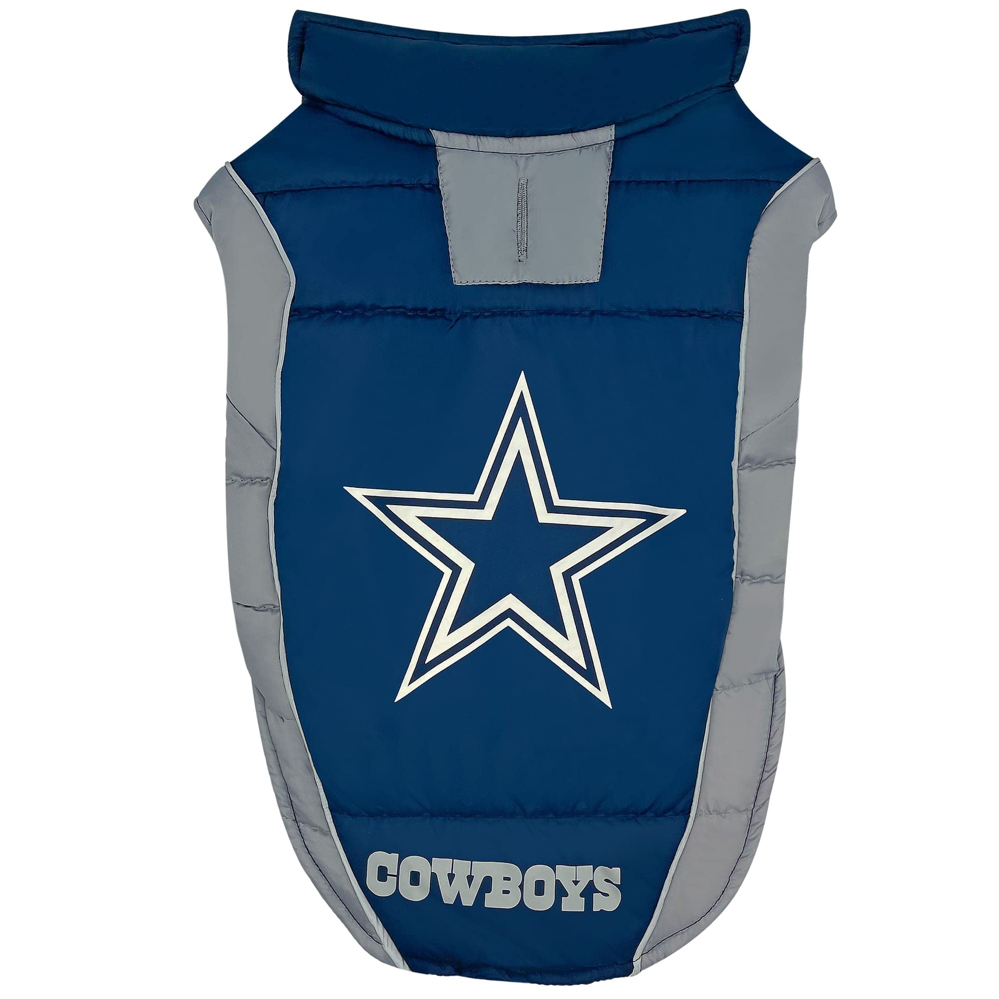 Nfl Dallas Cowboys Puffer Vest For Dogs & Cats, Size Large. Warm, Cozy, And Waterproof Dog Coat, For Small And Large Dogs/Cats. 