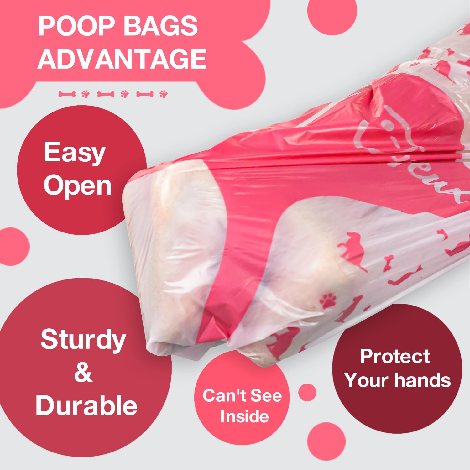180 Count Dog Poop Bags Rolls With Dispenser, Leak Proof, Extra Thick Doggie Pet Waste Bags, Poop Bag And Doggy Holder For Dogs