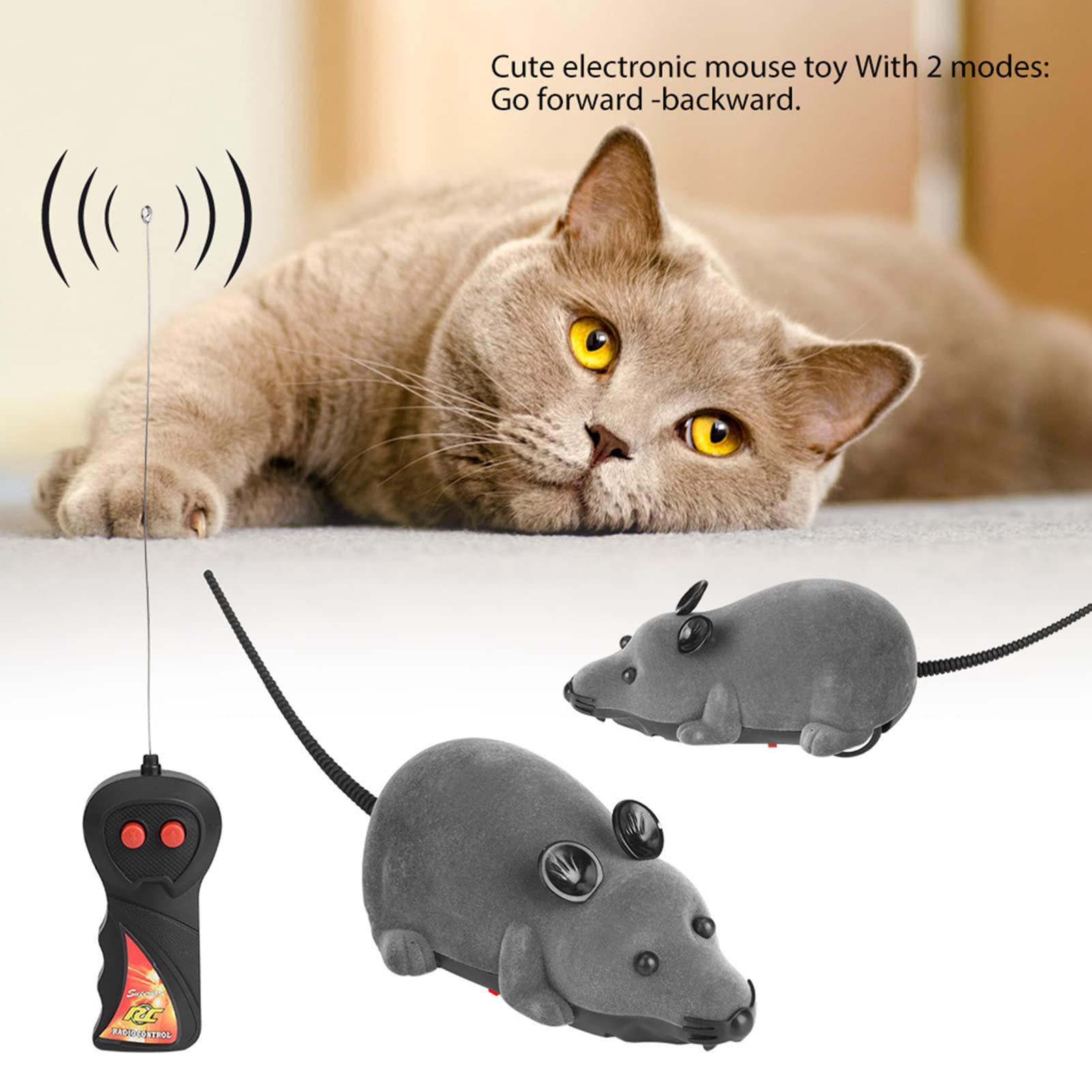 Tyenaza Gray Remote Control Toy for Cats - Electronic Rat Chasing Simulation Pet Novelty Gift for Kittens