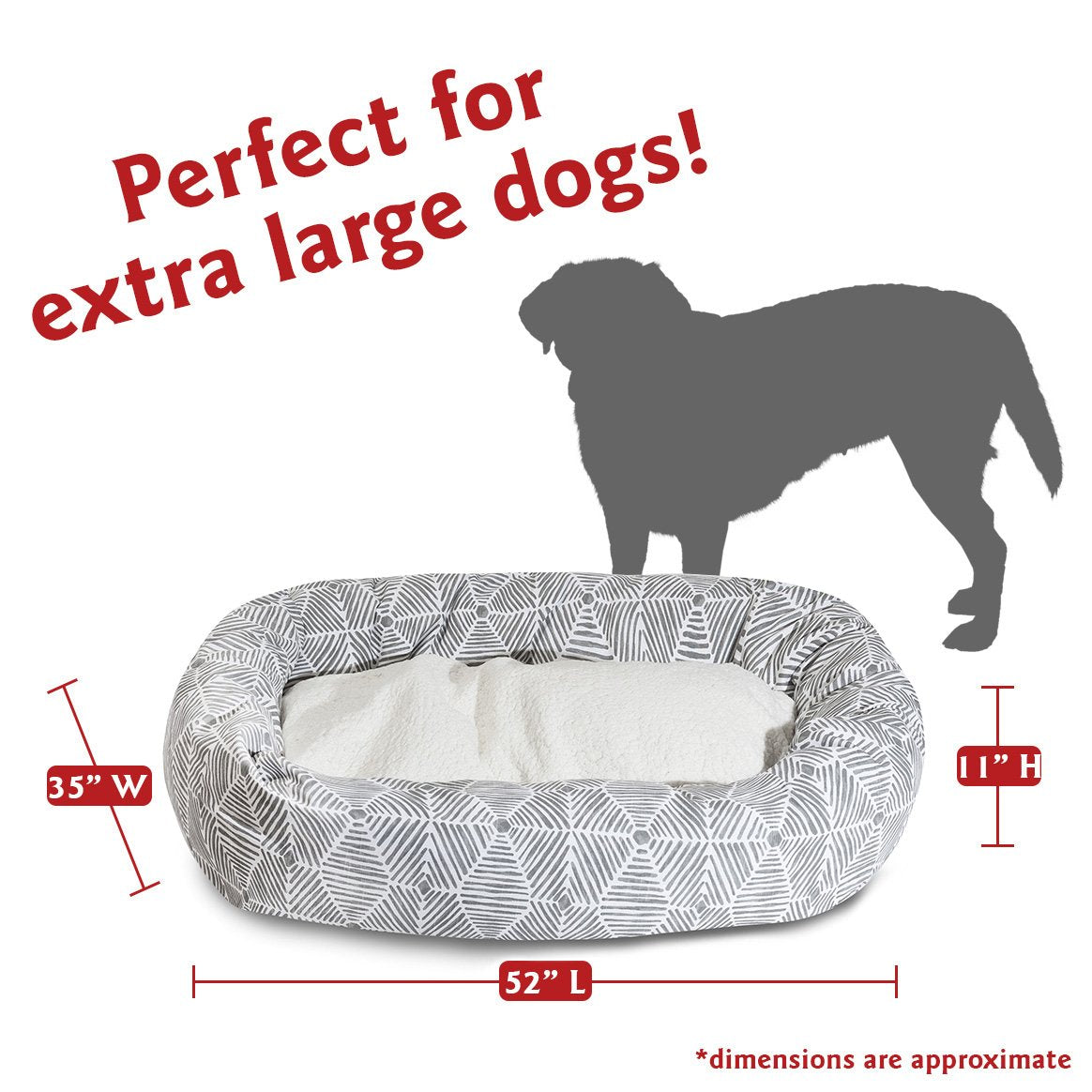 Majestic Pet 52' Charlie Gray Sherpa Bagel Bed