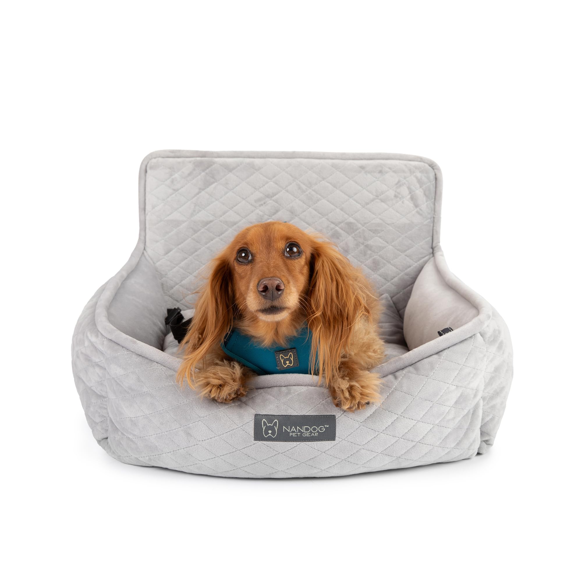 NANDOG Luxury Dog Car Seat Bed for Small Dogs, Soft Micro Plush Pet Seat with Removable & Washable Cushion Insert, Thick Safety 