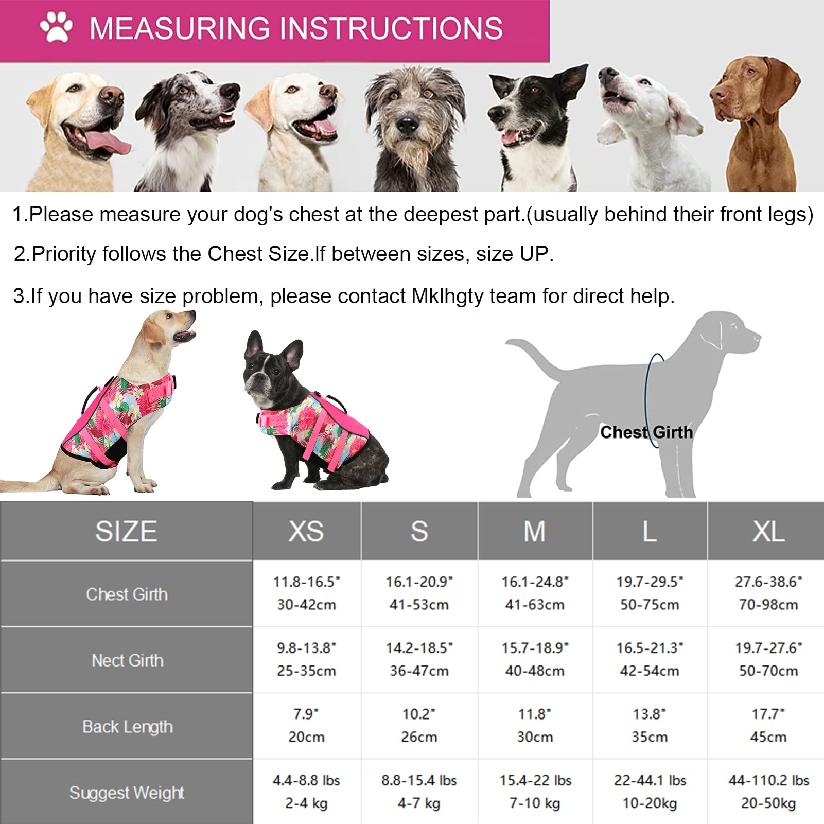 Mklhgty Dog Life Jacket, Reflective Adjustable Dog Swimming Vest With Handle, Ripstop Dog Life Vests For Boating And Swimming, Pet Safety Life Preserver For Small Medium Large Dogs