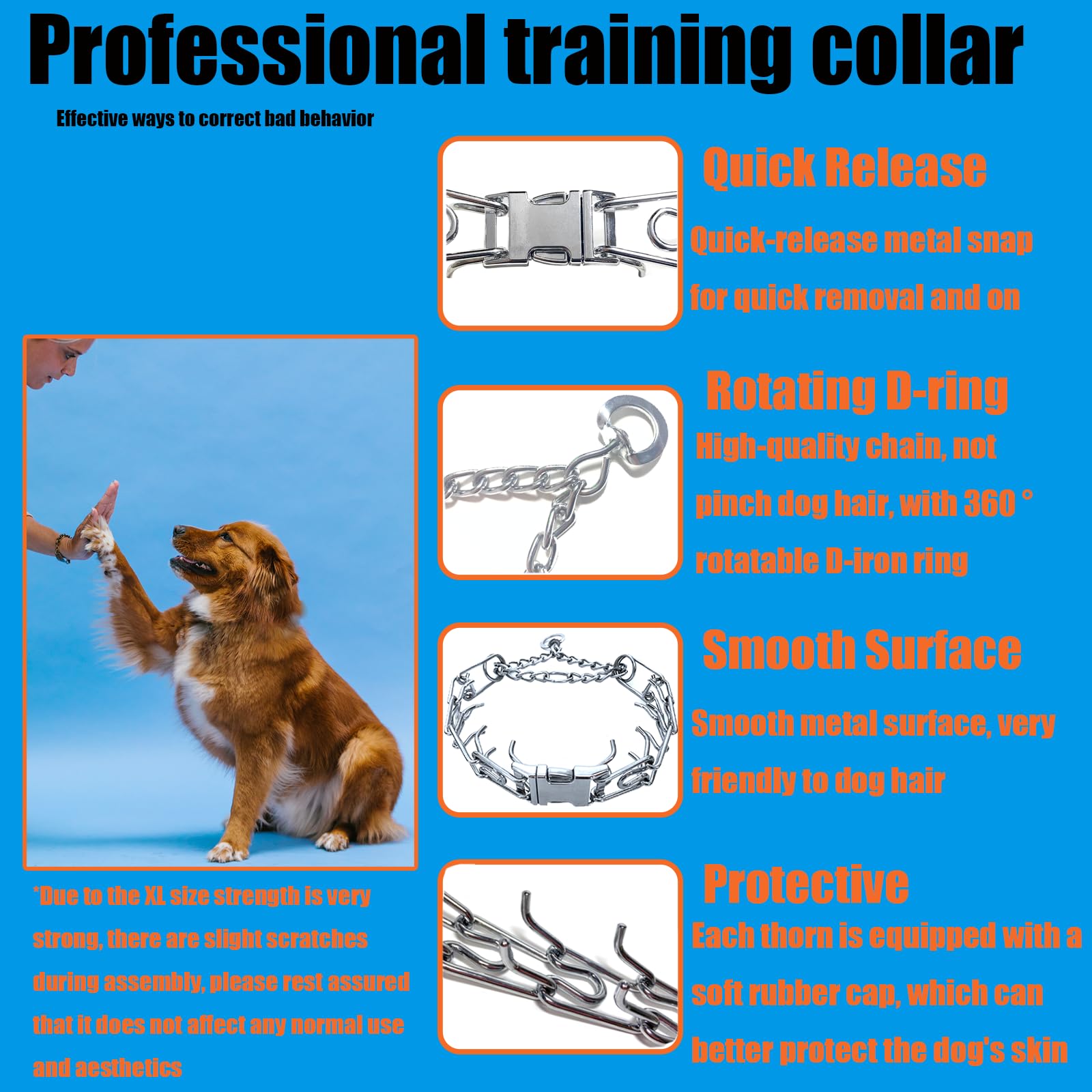 Dog Collar, Adjustable Dog Collar With Comfort Cap For Collars Of Small, Medium And Large Dogs(Xl(21-24'' Neck, 4.0Mm), Silver)