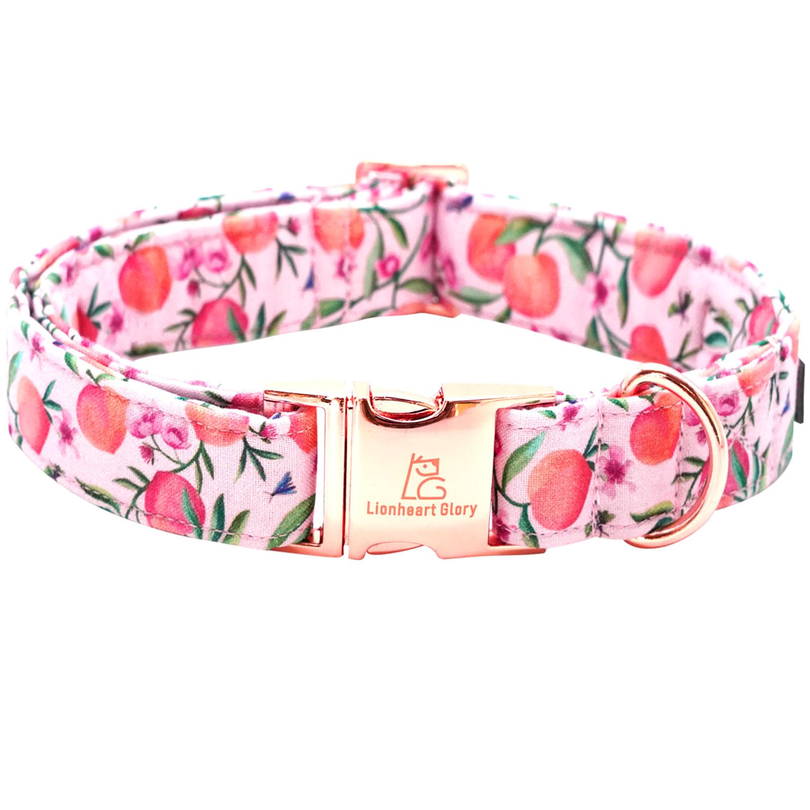 Lionheart Glory Pink Dog Collar Peach Dog Collar Girl Soft Durable Adjustable Collar Spring Collar Dog For Medium Dogs, Medium (