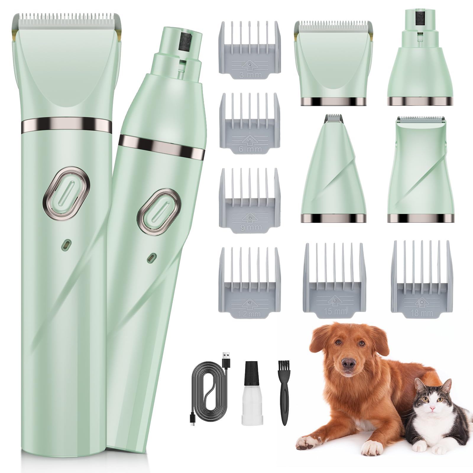 Lanumi 4 In 1 Dog Pet Clipper Trimmer Set Rechargeable Paw Trimmer Low Noise Nail Grinder Dog Cat Shaver For Grooming Paws, Face