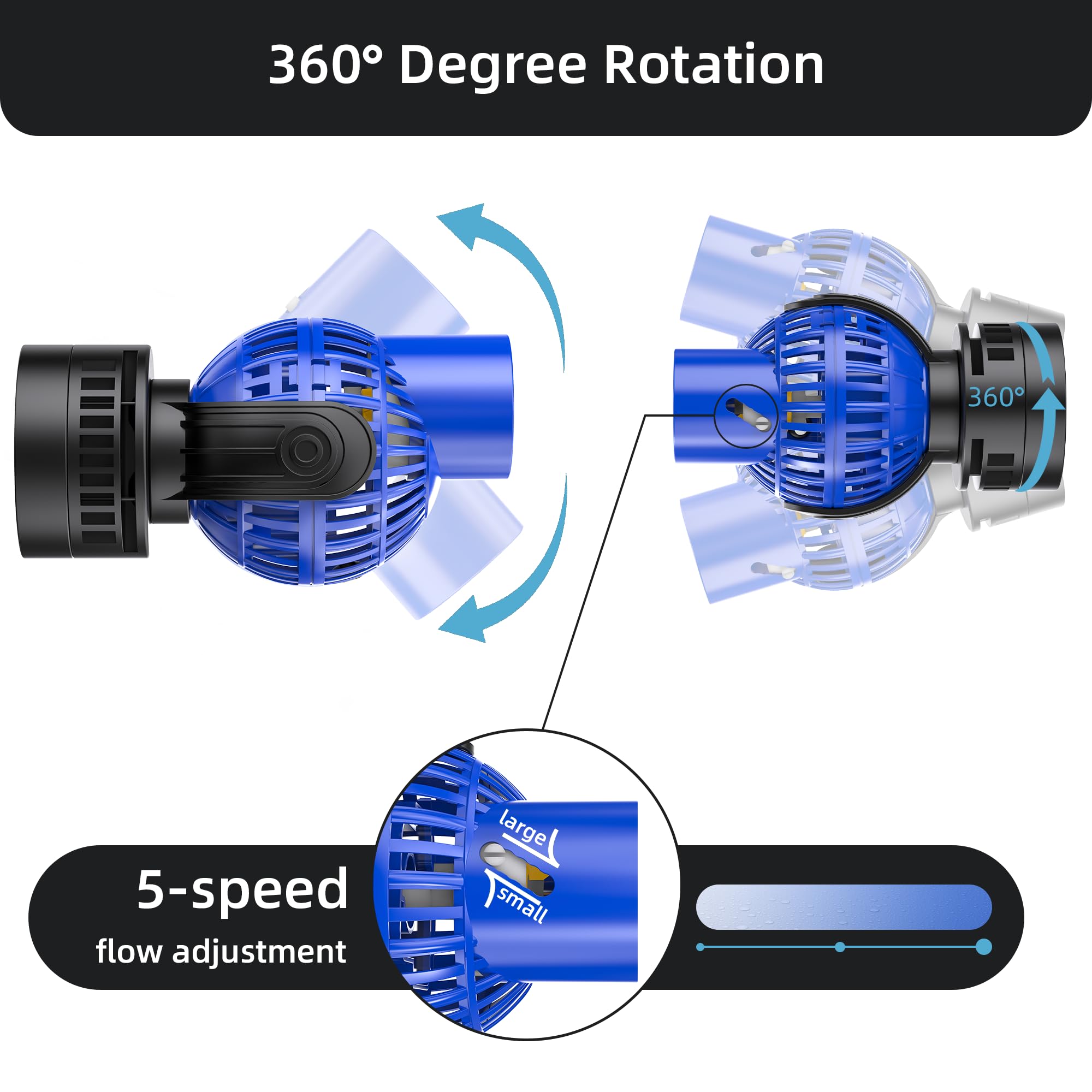 1050 Gph Aquarium Circulation Pump Wave Maker Power Head With Magnetic Mount Suction Blue
