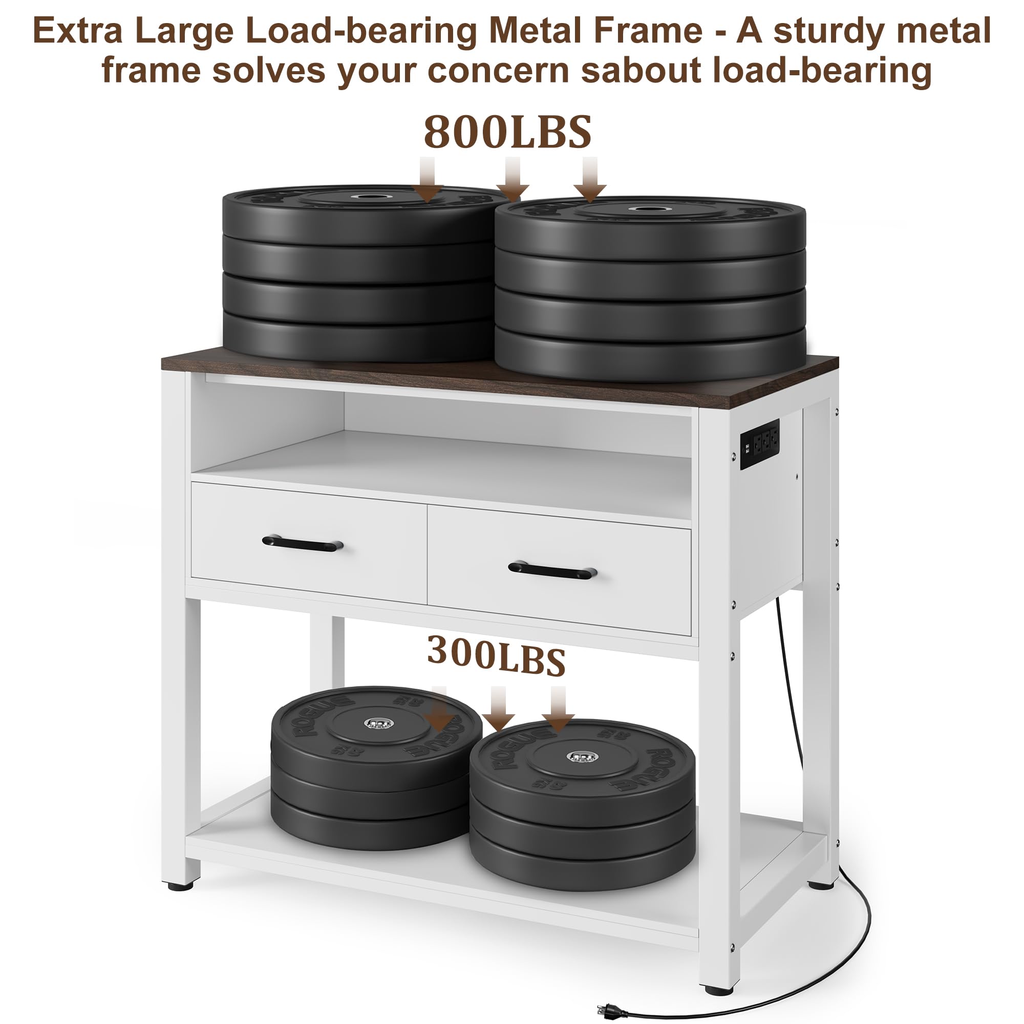 40-49 Gallon Fish Tank Stand with Two Storage Drawers, Heavy Duty Aquarium Stand with Waterproof Mat, Sturdy Metal Frame, 800 LB