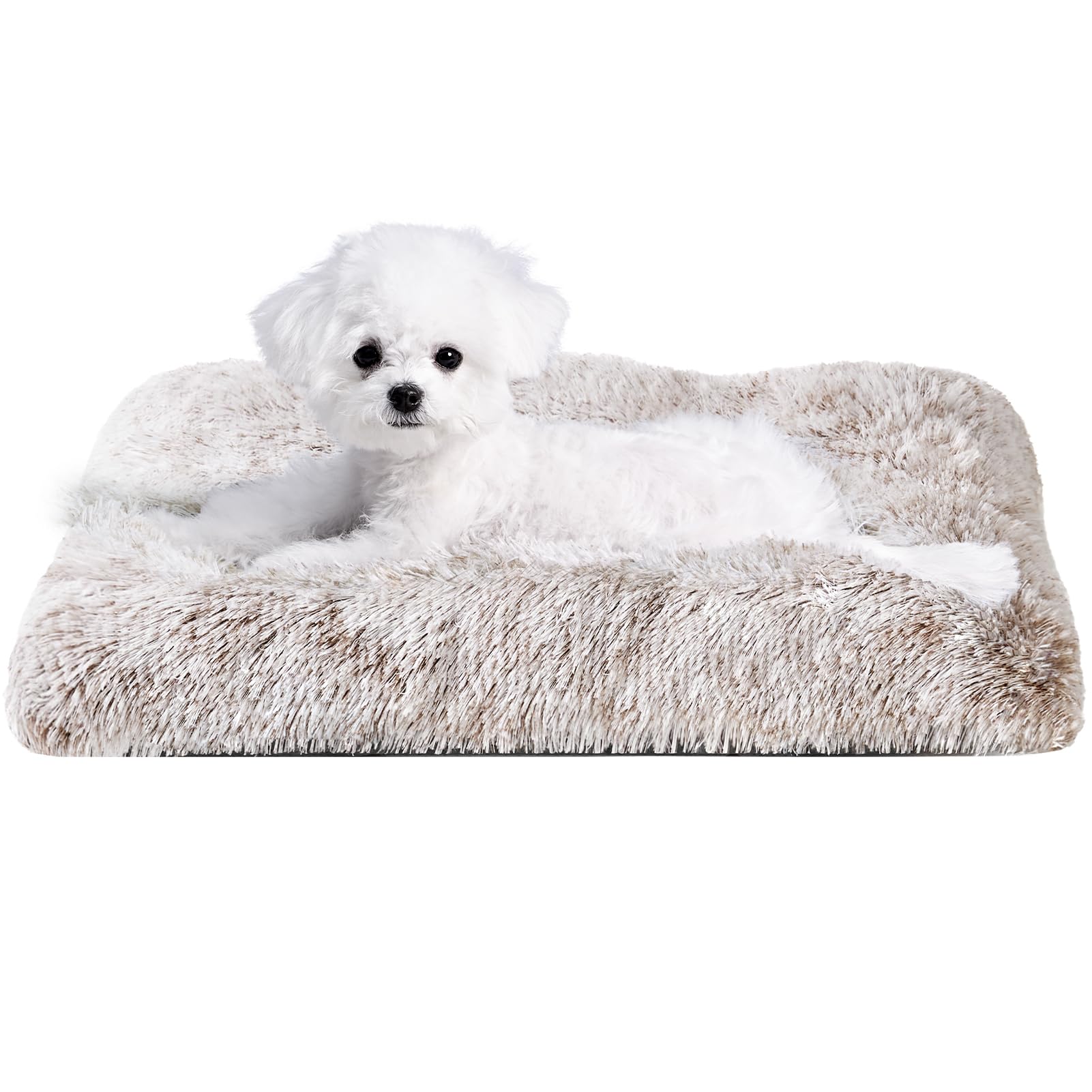 Eheyciga Fluffy Dog Crate Bed For Small Dogs, Plush Faux Fur Crate Pad, Calming Anti Anxiety Small Dog Bed, Washable Soft Warm M