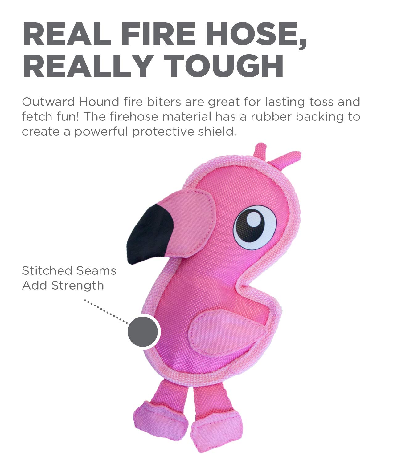 Outward Hound Fire Biterz Flamingo Plush Firehouse Material Interactive Dog Toy, Small