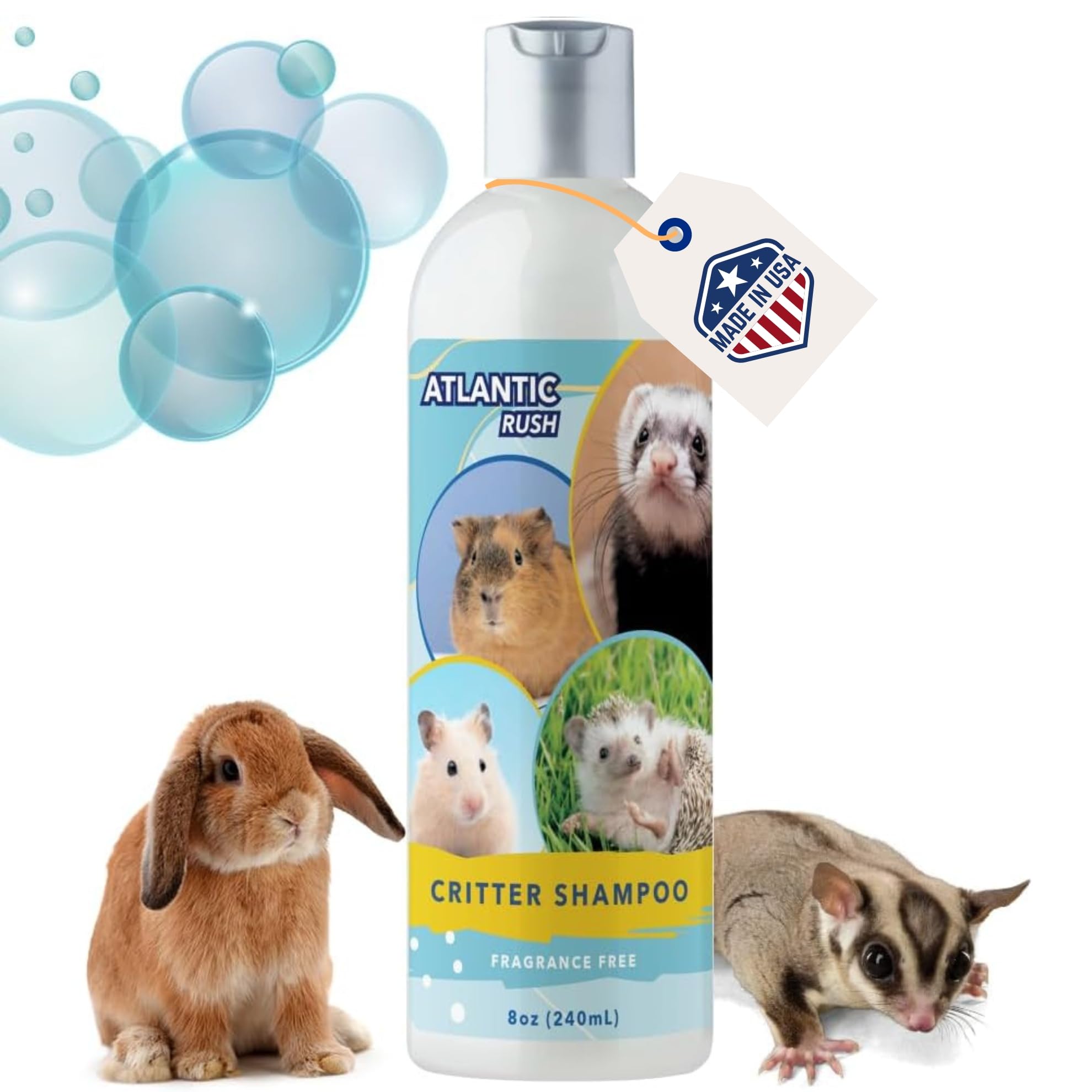 Critter Shampoo for Small Pets - 8oz Small Animal Fragrance & Detergent Free Shampoo - Sensitive Skin Shampoo for Ferrets, Guine