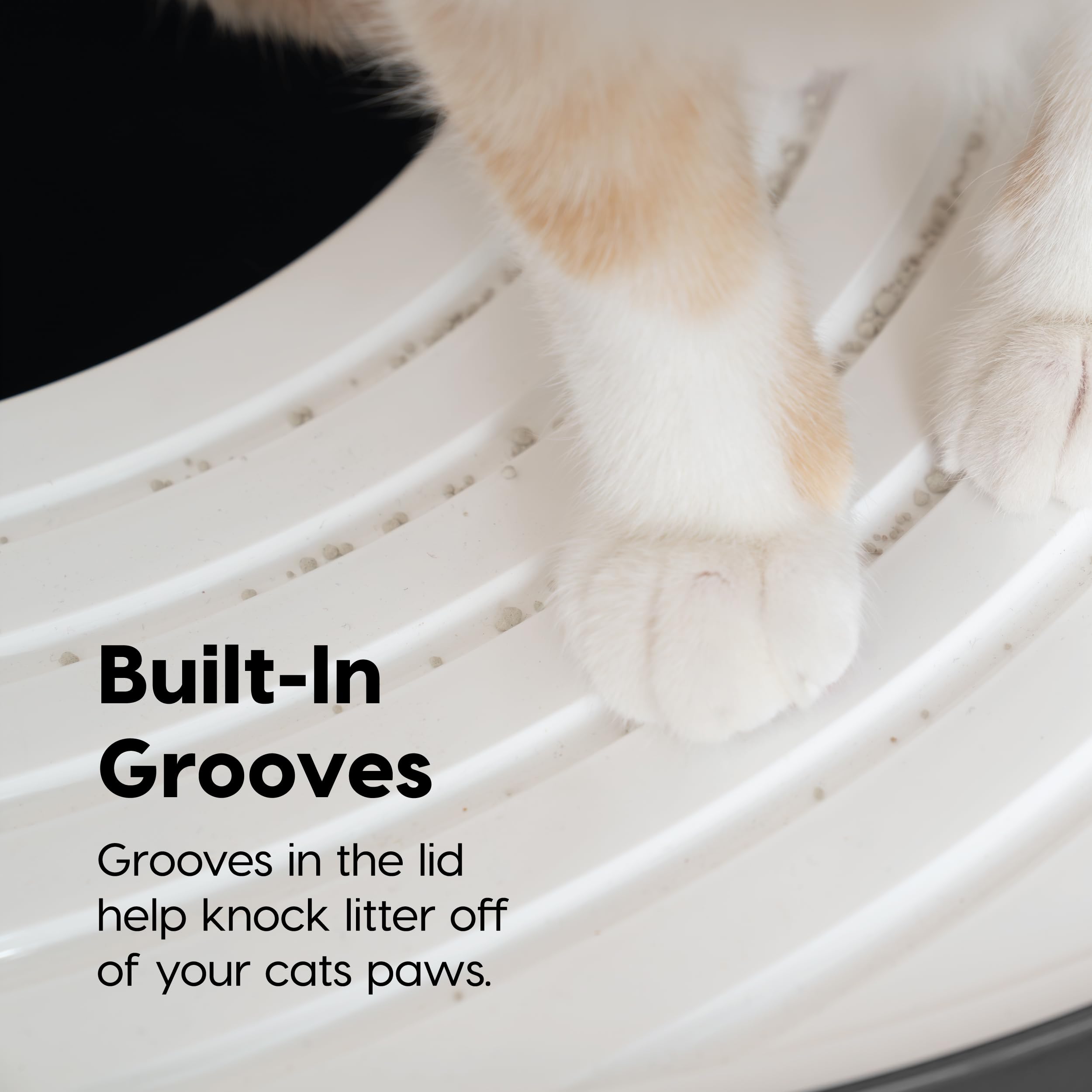 Iris Usa Cat Litter Box, Top Entry Litter Box With Scoop, Stylish Round Cat Litter Box Enclosure, Kitty Litter Box, Dark Gray/White