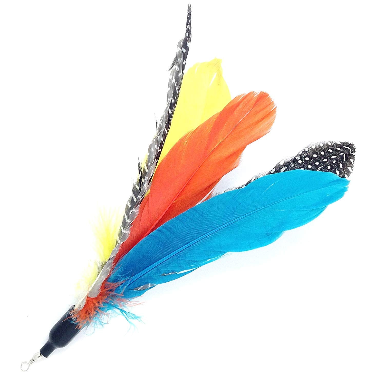 Pet Fit For Life - Retractable Feather Wand For Cats - Durable Interactive Cat Toy, Teaser Fishing Pole With Feather Lures - Fun Kitten Play Wand, 2 Feathers With String And Flying Fish Attachment
