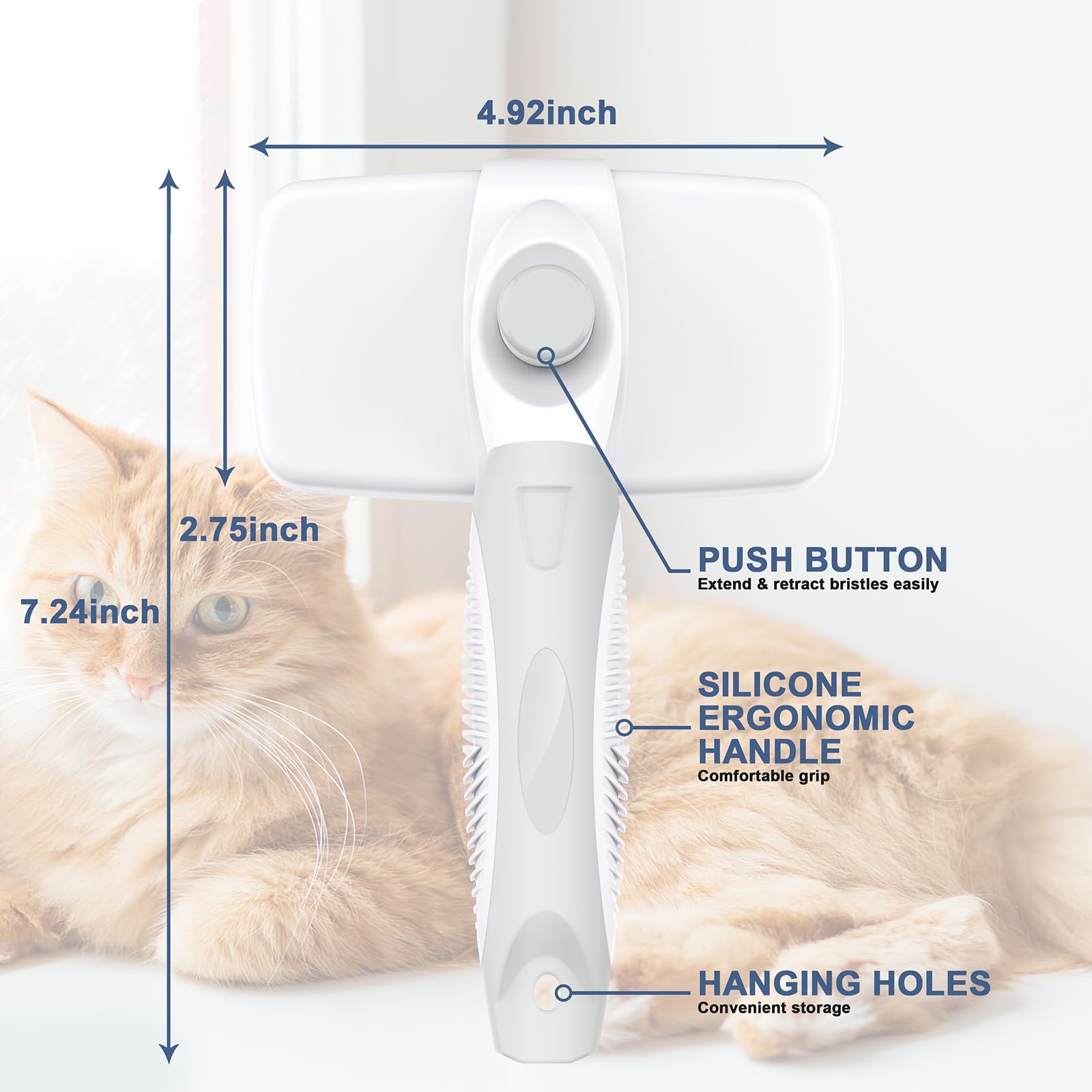 Crala Self-Cleaning Slicker Brush For Dogs & Cats, Grooming Combs For Short & Long-Haired Dogs, Cats, Rabbits & More - Gently Removes Loose Undercoat, Mats And Tangled Hair