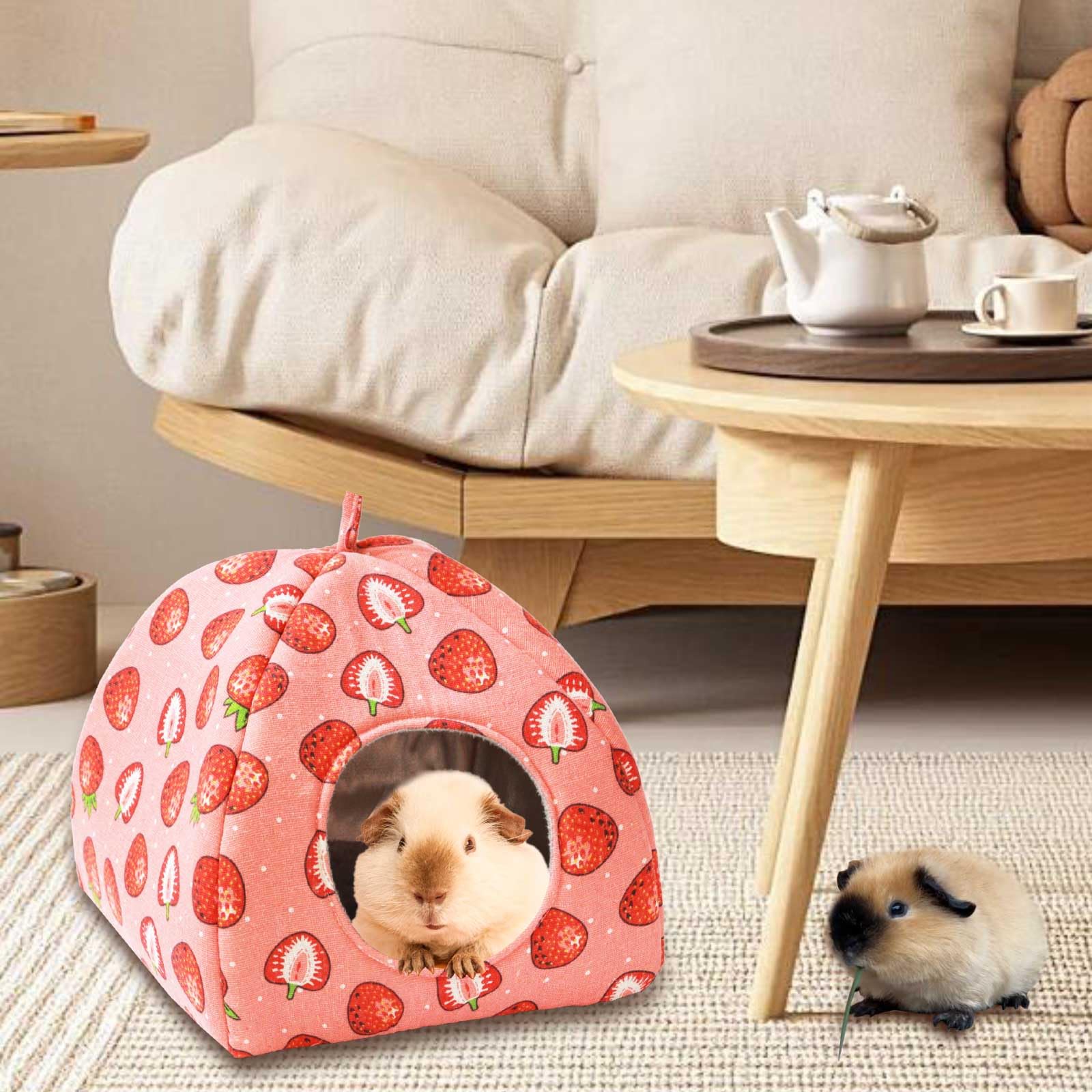 Jspyfits Guinea Pig Hideout Bed Rabbit House Cave Accessories Cozy Hide-Out Guinea Pig Bed Washable Cage For Small Pet Hamster F